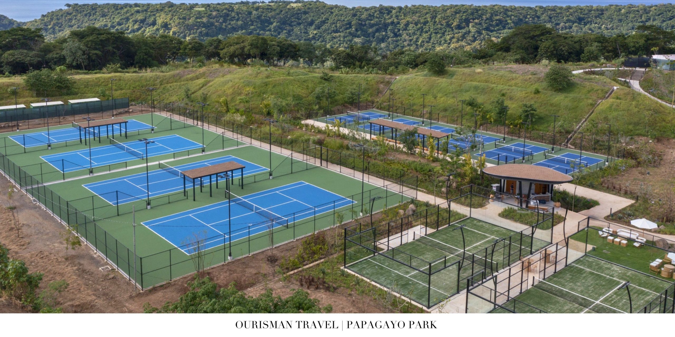 Waterpark and sports facilities at Papagayo Park with pickleball tennis courts and family play areas