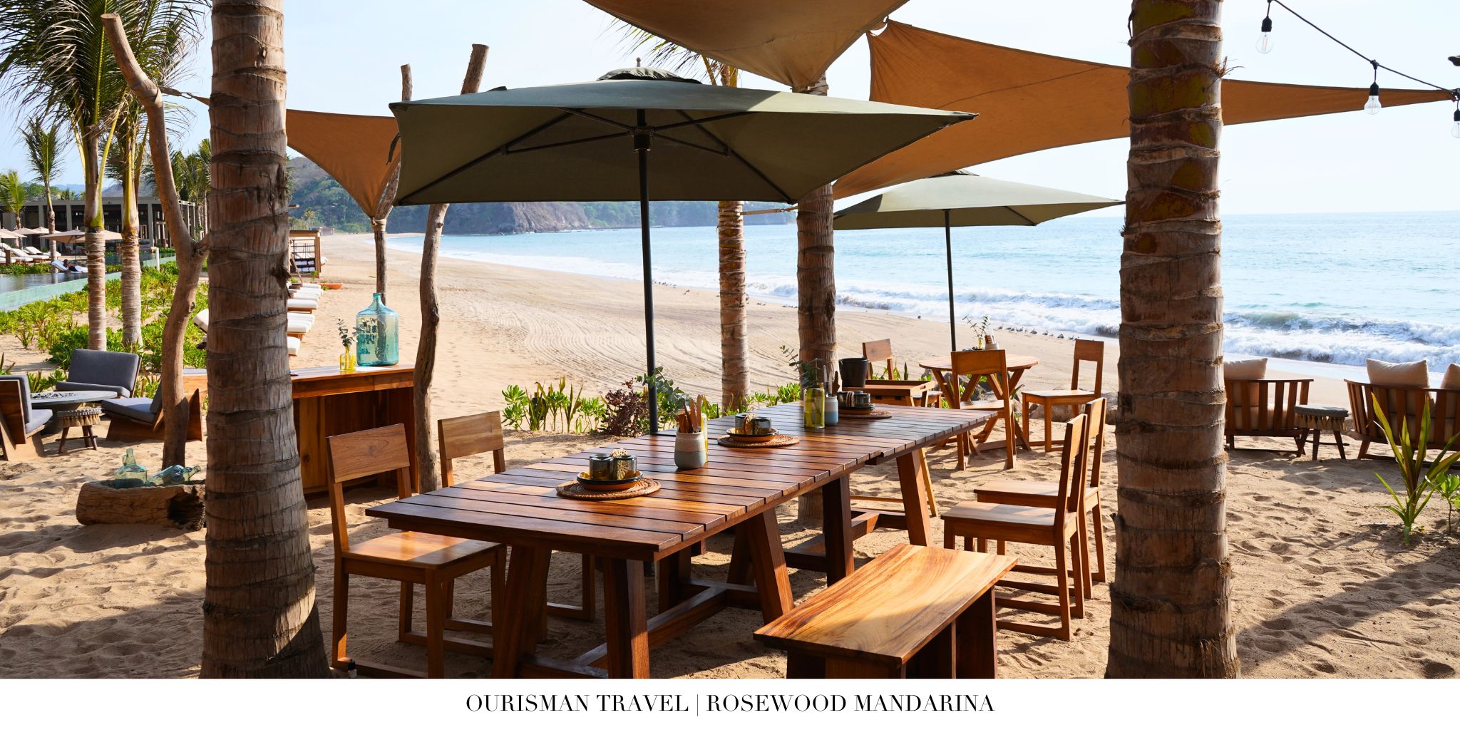 Rosewood Mandarina beachfront restaurant with open-air seating and tropical ambiance