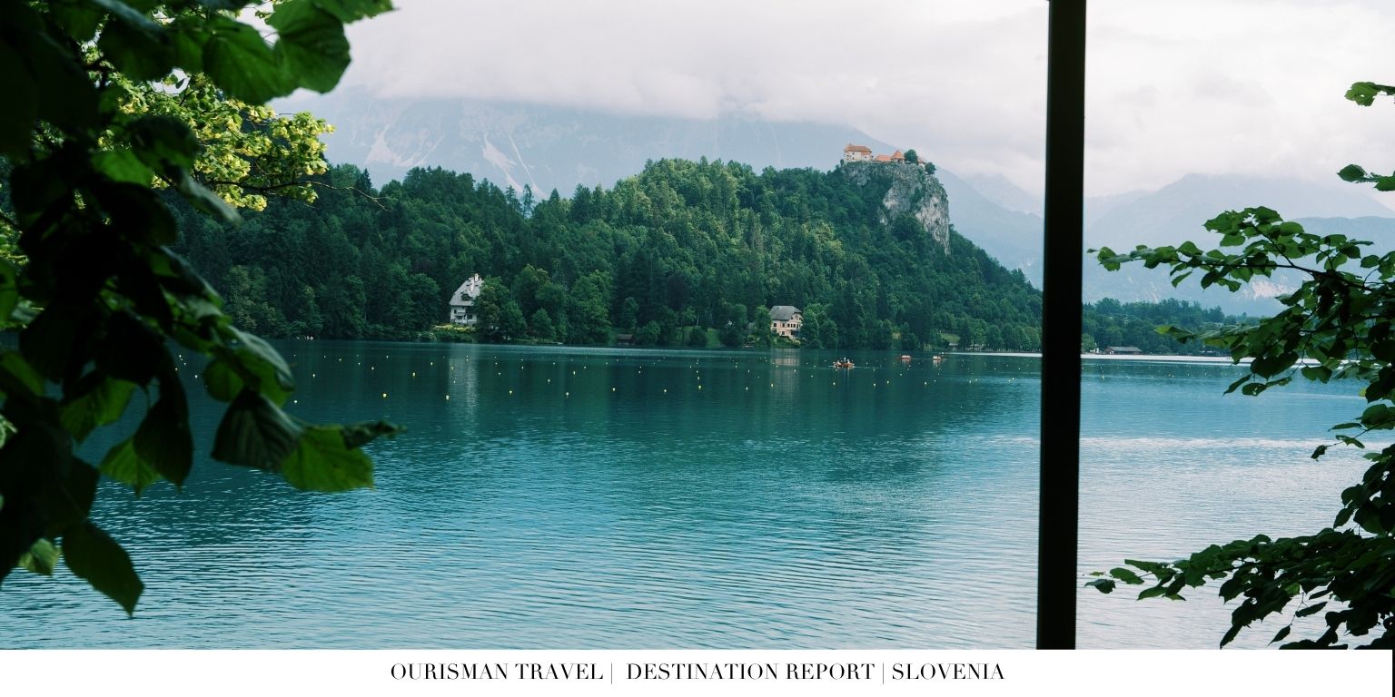 Lake Bled Island Slovenia with traditional Pletna boat