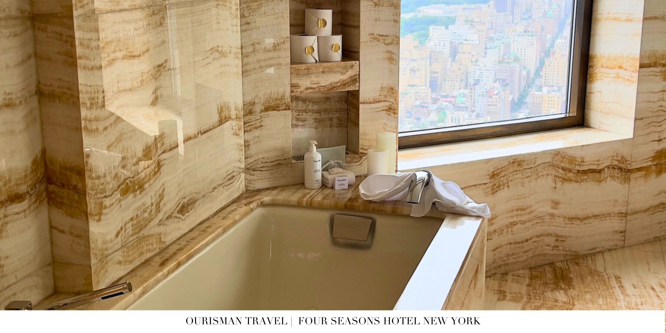 Four Seasons New York Marble Bathroom with Central Park Views