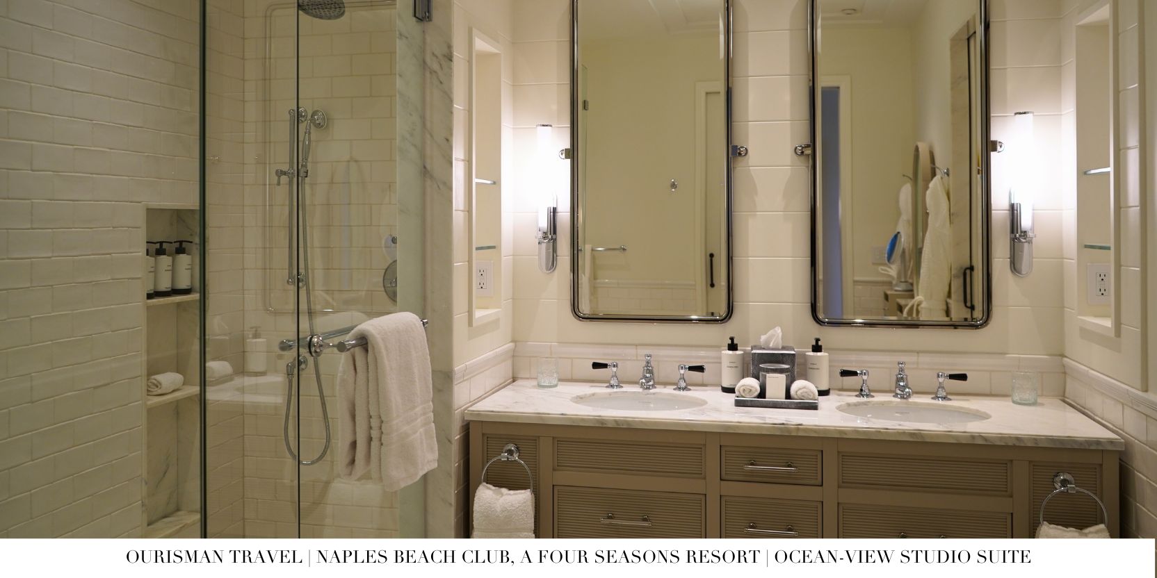 Ocean-View Studio Suite Double Vanity at Four Seasons Naples