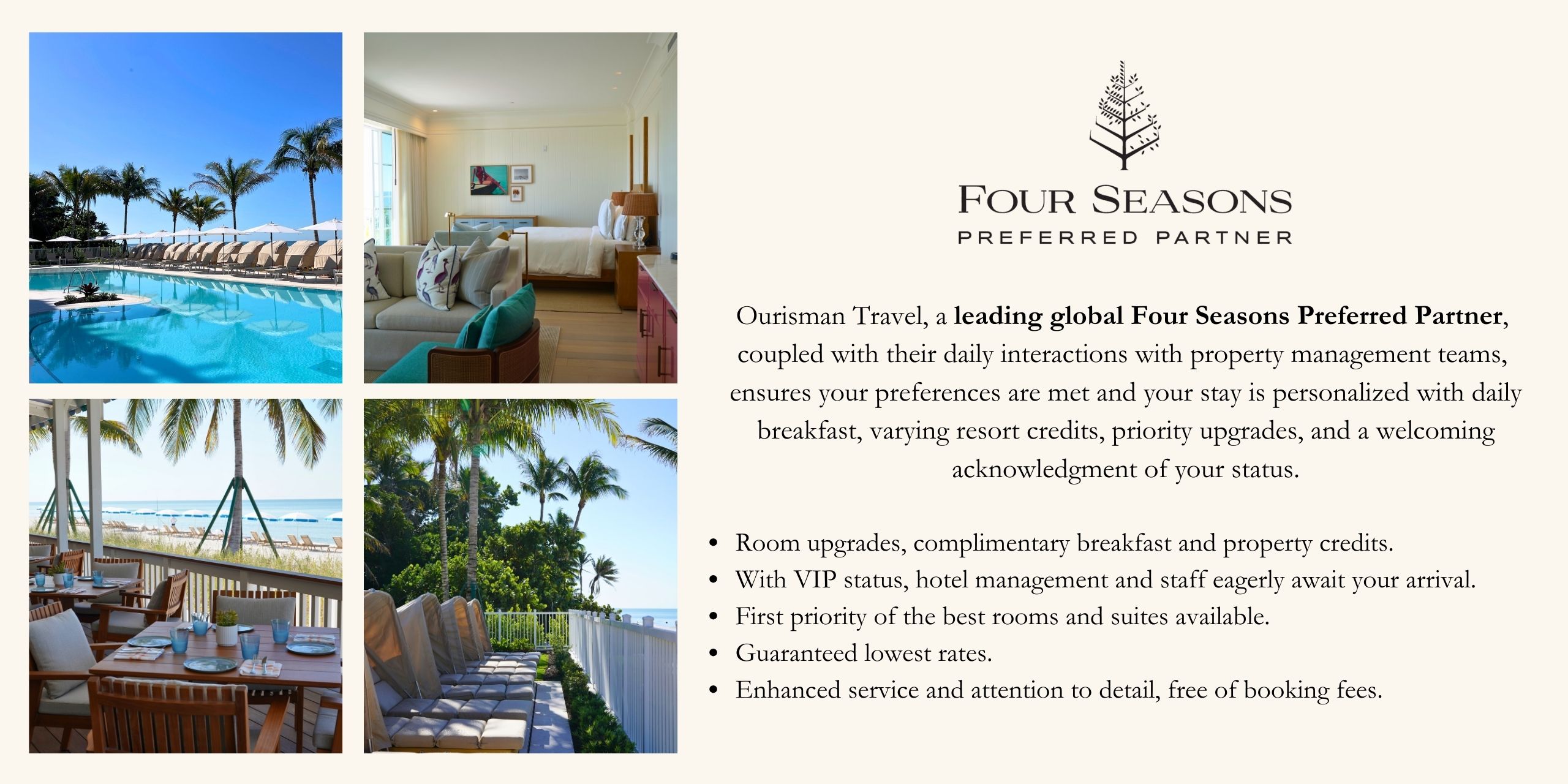 Four Seasons Preferred Partner amenities at Four Seasons Naples Beach Club