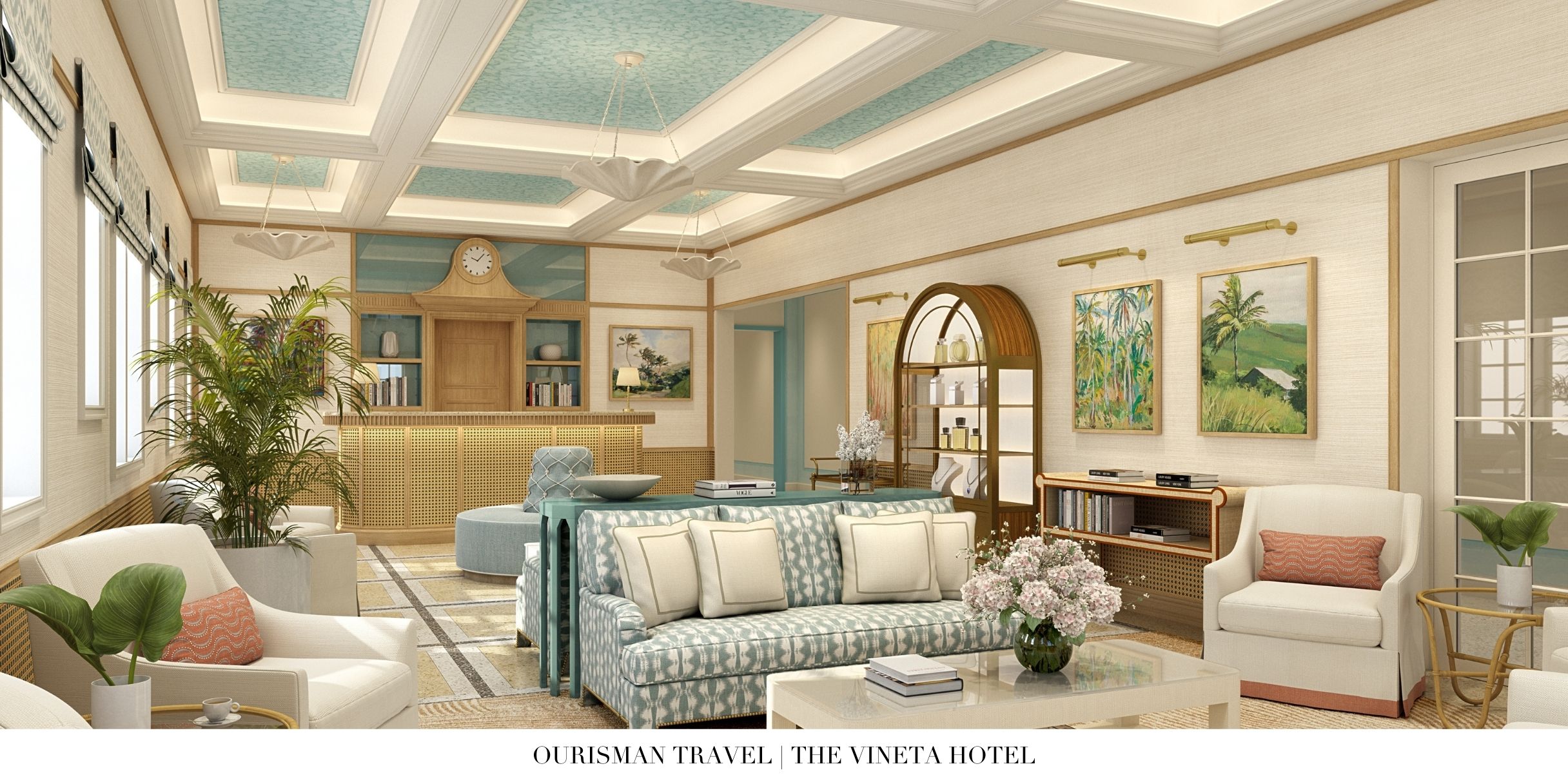 Boutique hotel lobby at The Vineta Palm Beach