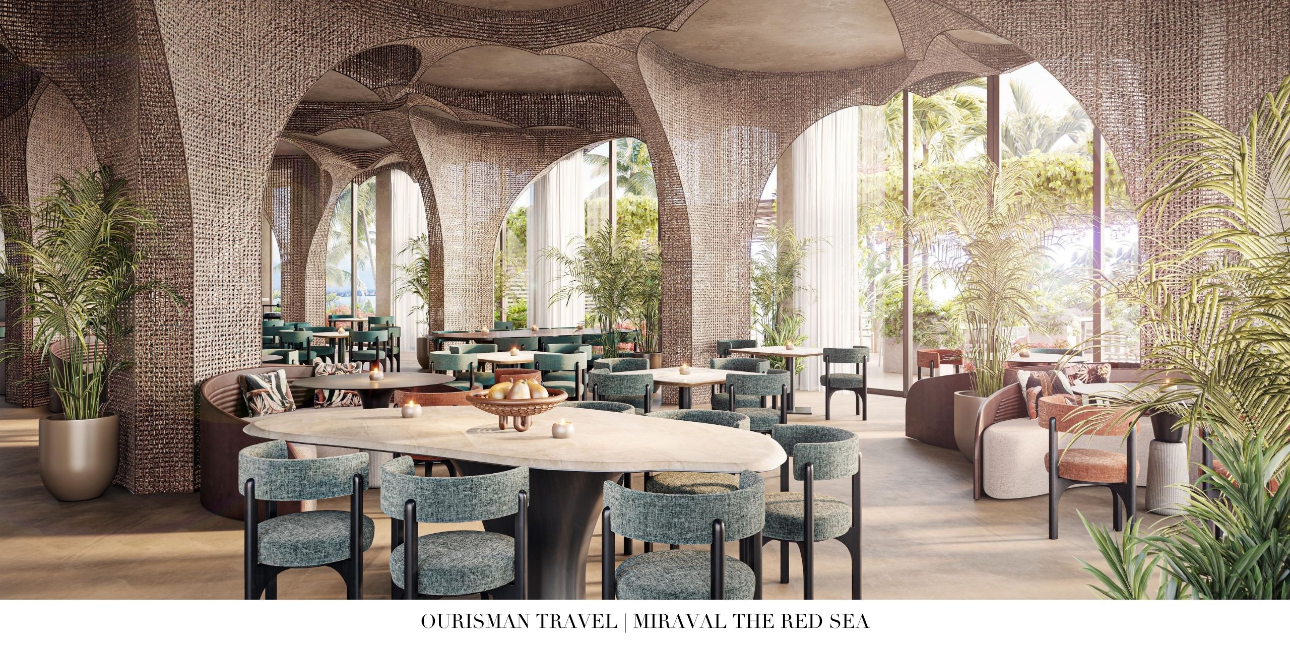 Evening dining ambiance with ocean backdrop at Miraval The Red Sea