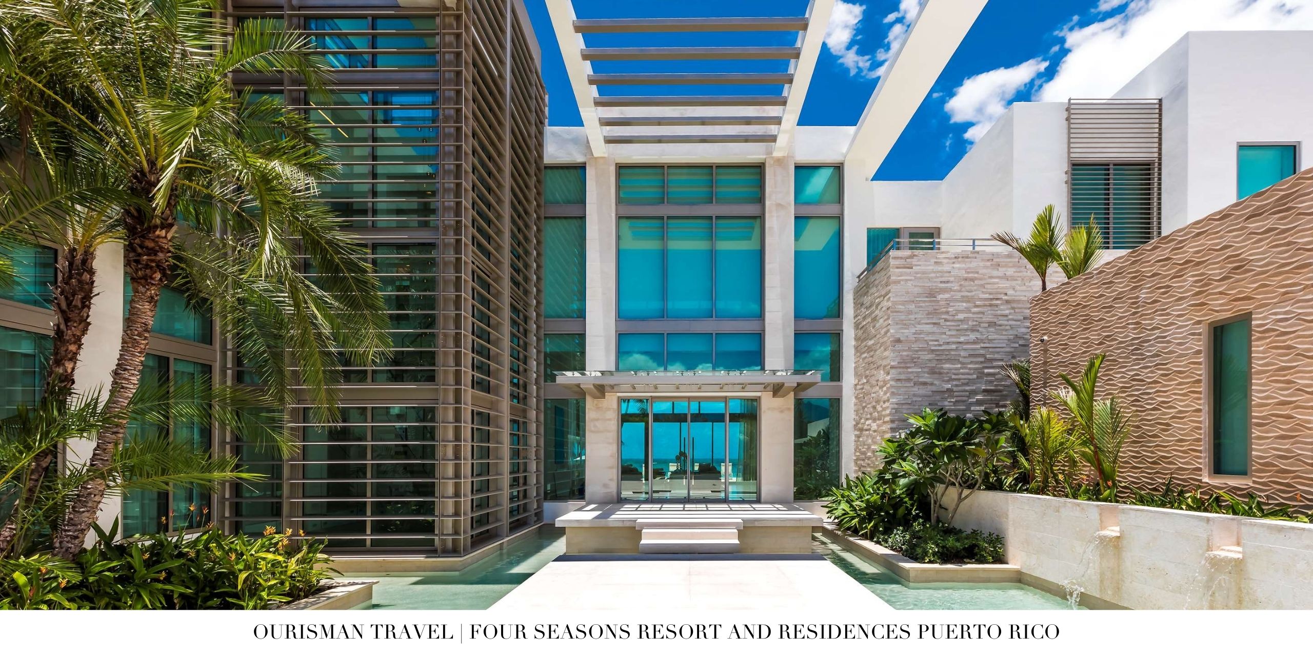 Courtyard gathering space with shaded seating at Four Seasons Puerto Rico