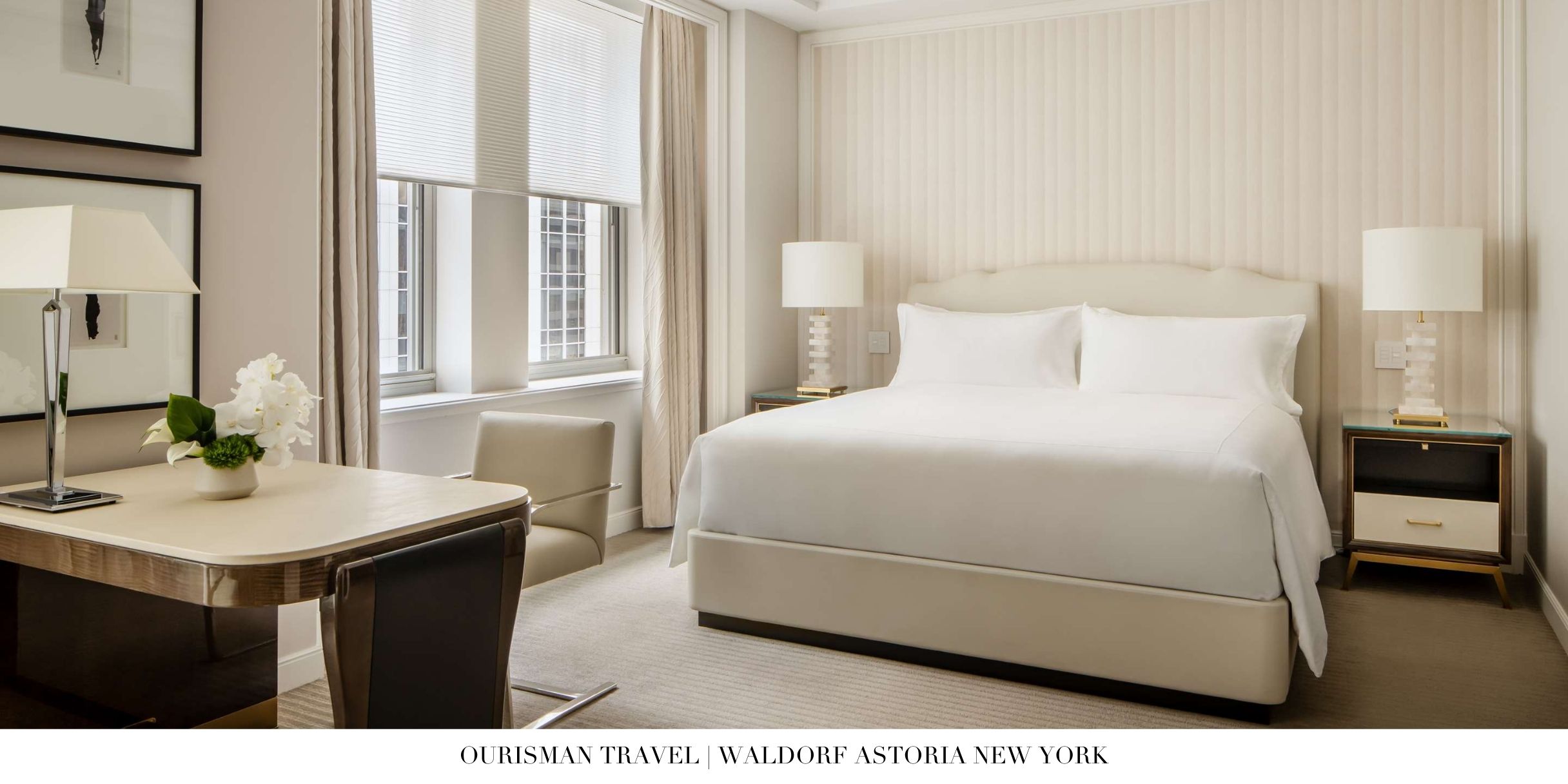 Guest room interior at Waldorf Astoria New York