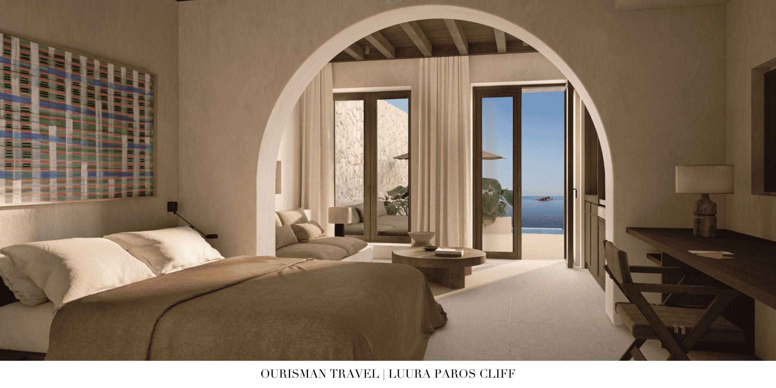 Guest room interior at Luura Paros Cliff, Paros, Greece