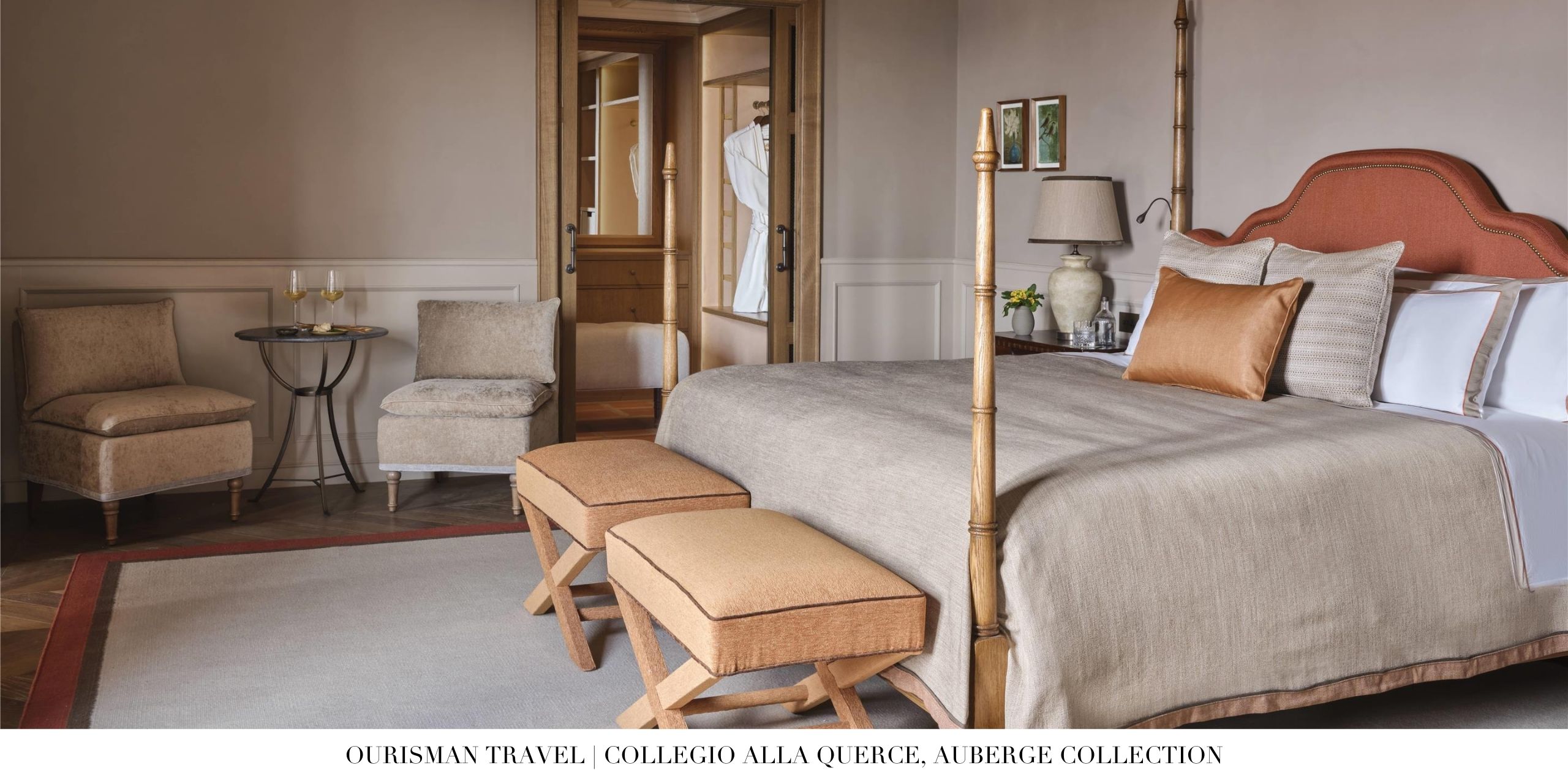 Guest room interior at Collegio alla Querce, Florence, Italy