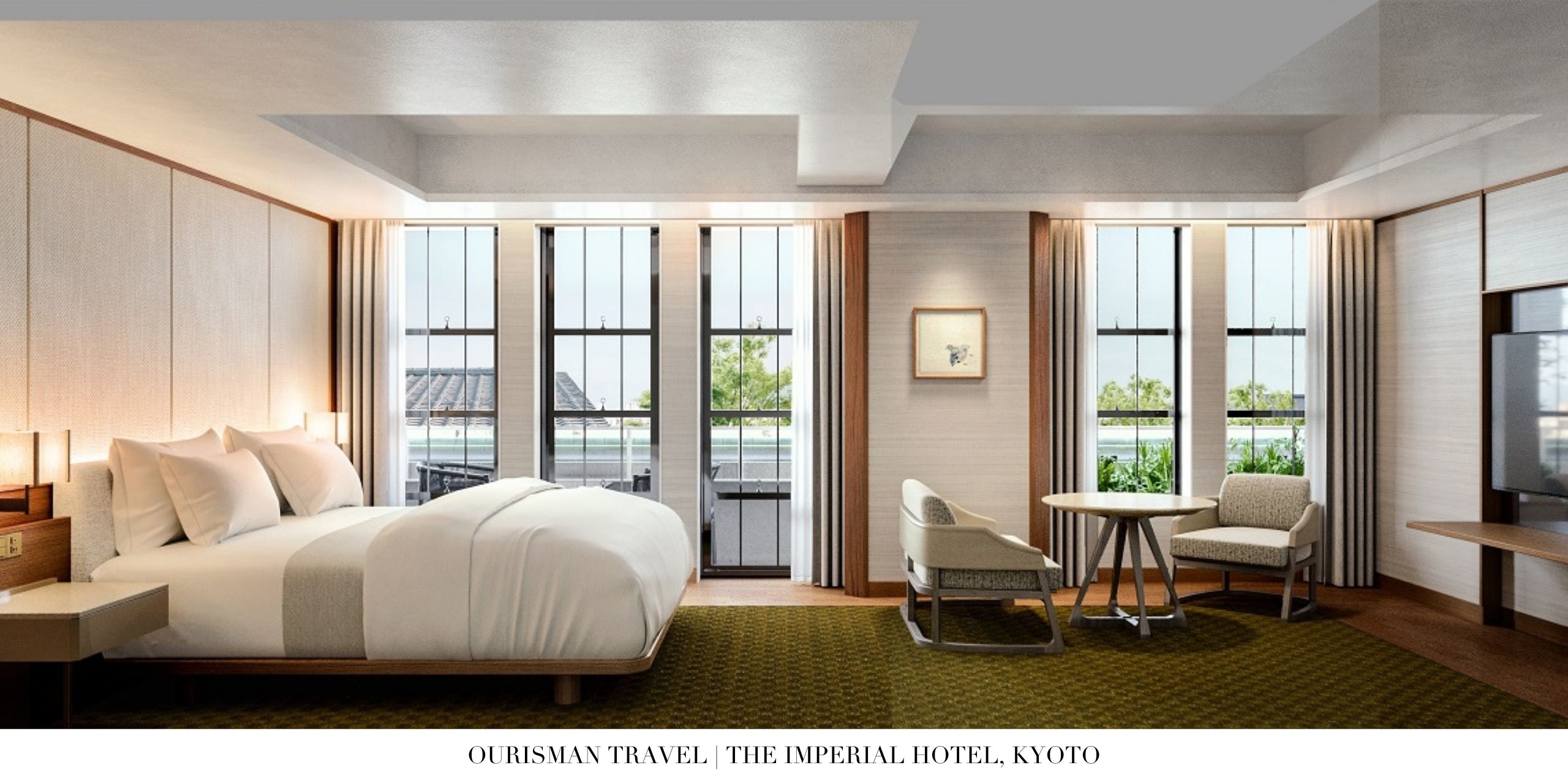 Contemporary interior design with traditional Japanese elements at The Imperial Hotel Kyoto