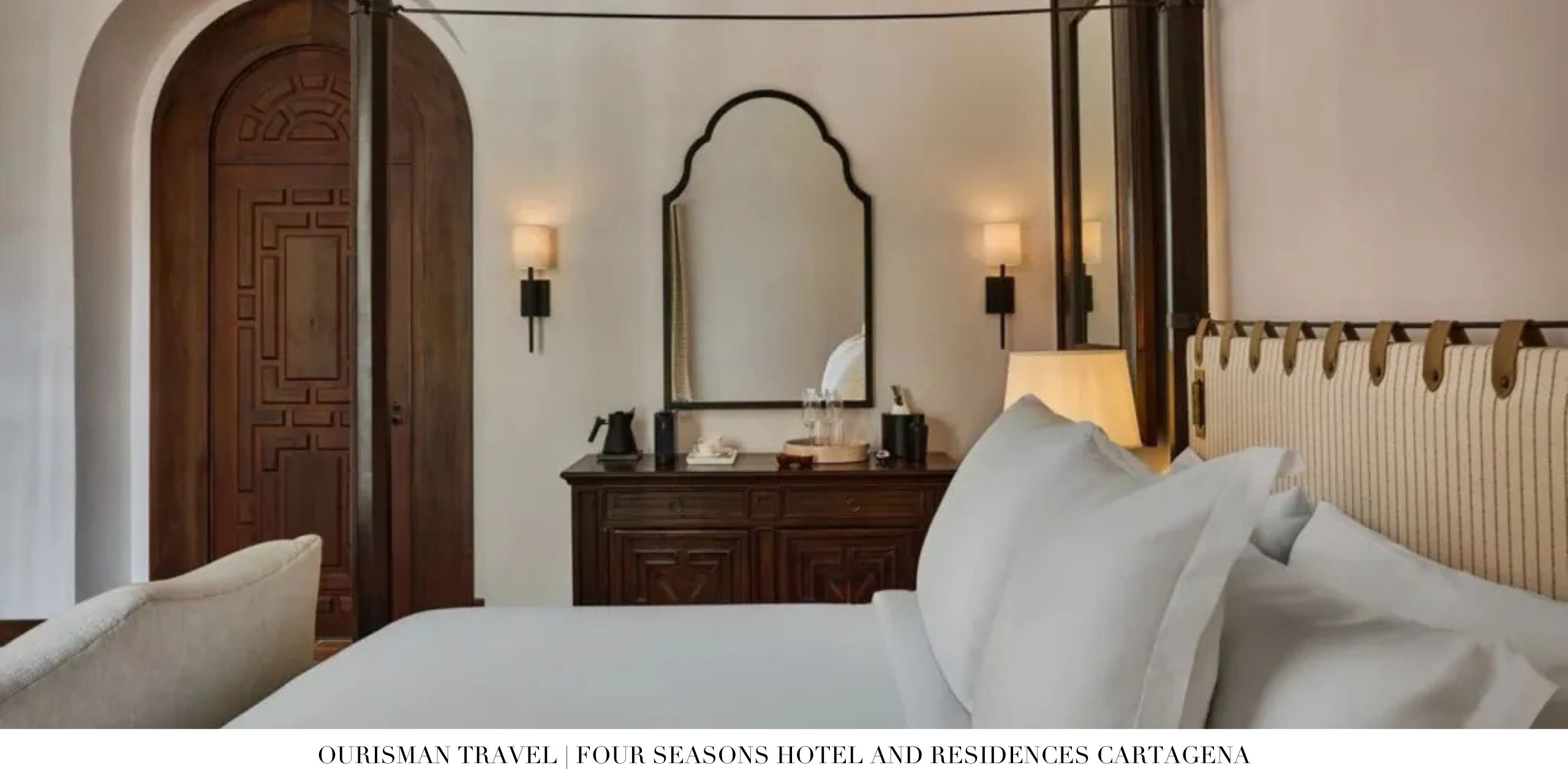 Bedroom with modern tropical décor at Four Seasons Cartagena