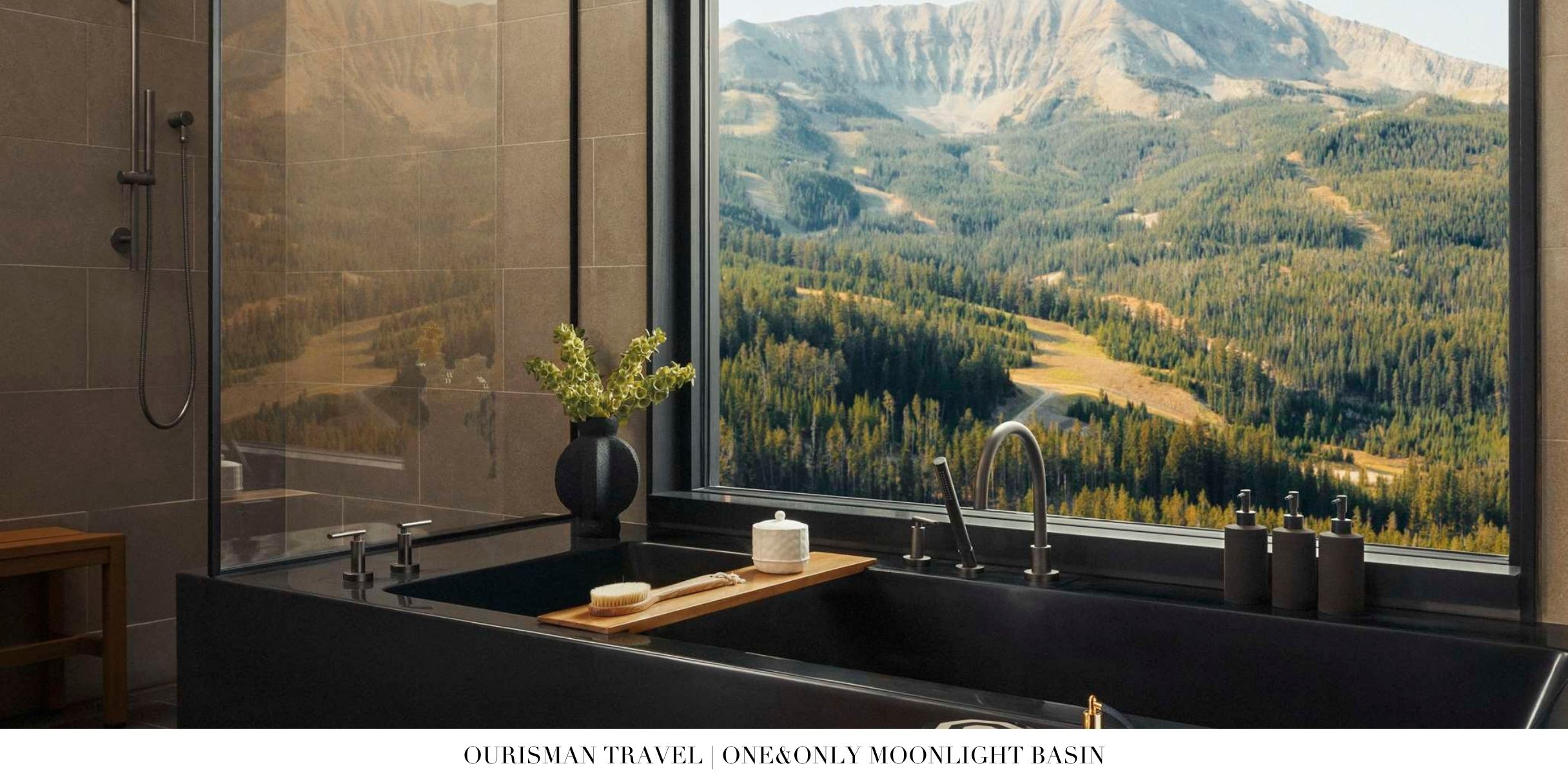 Freestanding tub with mountain views at One&Only Moonlight Basin