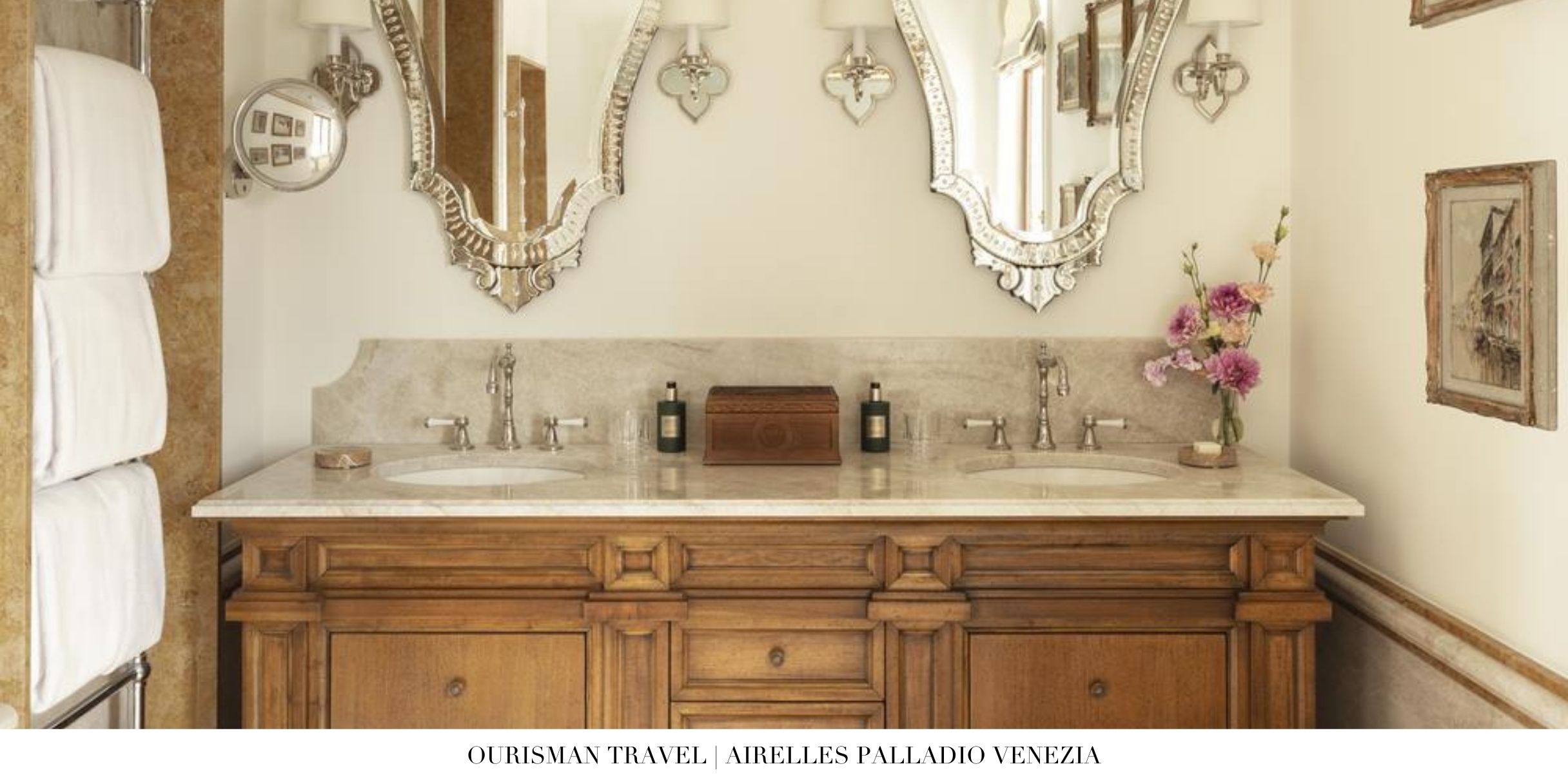 Double vanity with classic finishes at Airelles Venezia