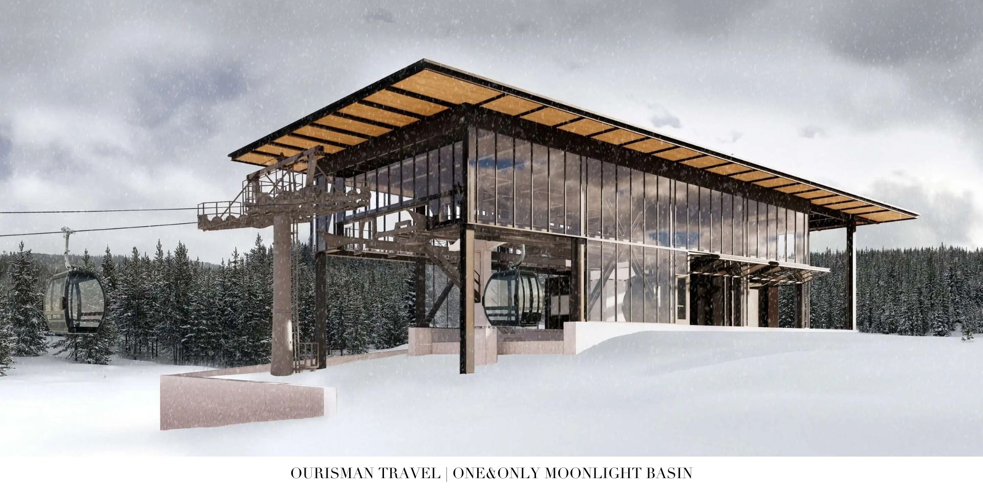 Ski-in/ski-out access at One&Only Moonlight Basin with snow-covered slopes and mountain cabins