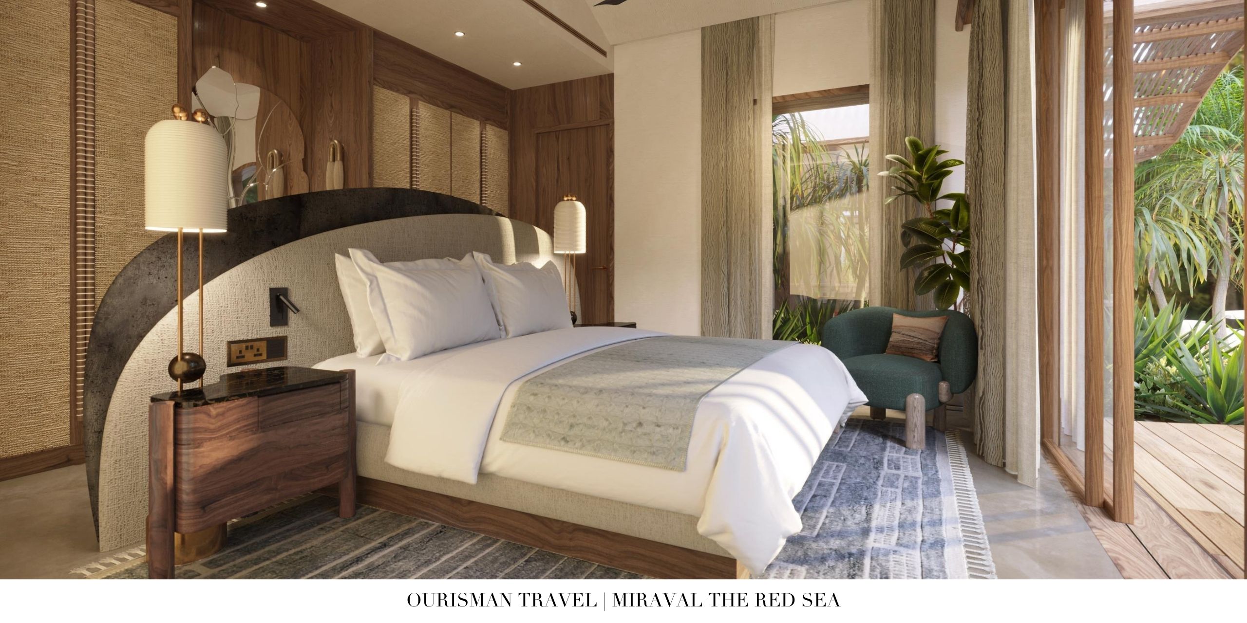 Bedroom with natural light and modern furnishings at Miraval The Red Sea