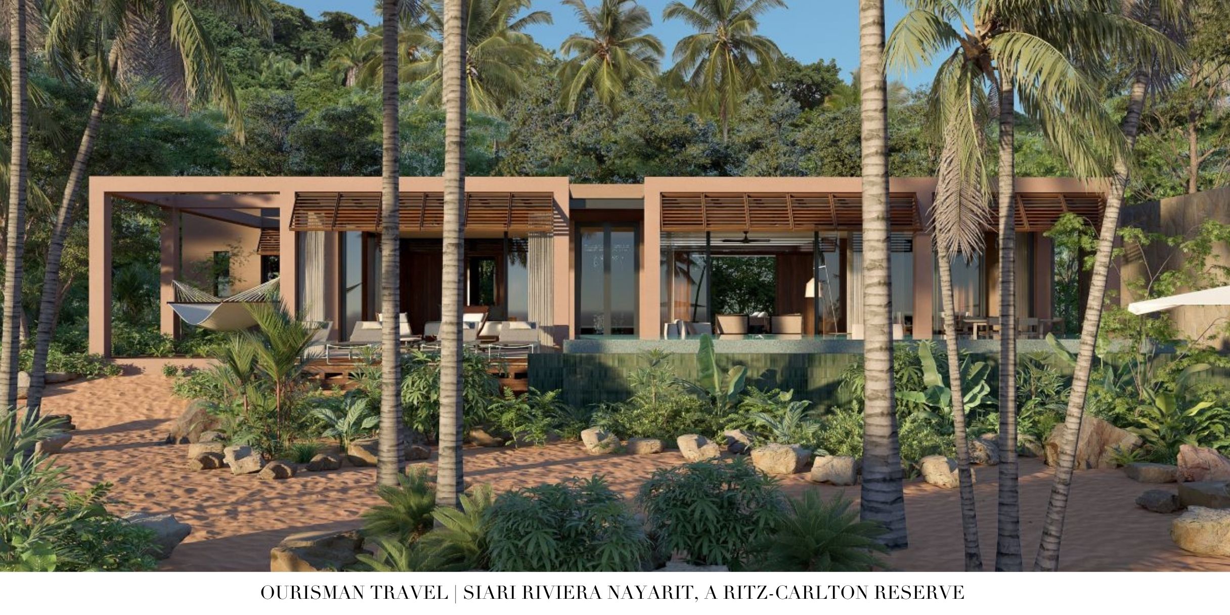 Contemporary resort buildings designed to integrate with nature at Sīari Ritz-Carlton Reserve