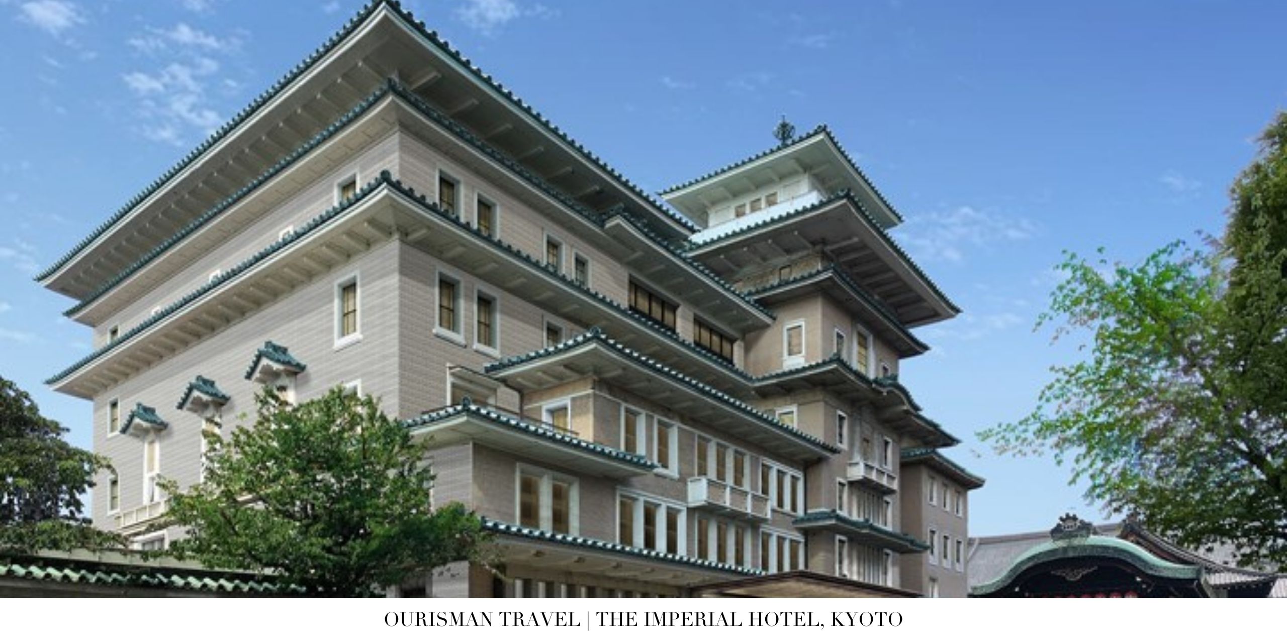Grand approach showcasing the hotel’s modern-meets-traditional architecture at The Imperial Hotel Kyoto