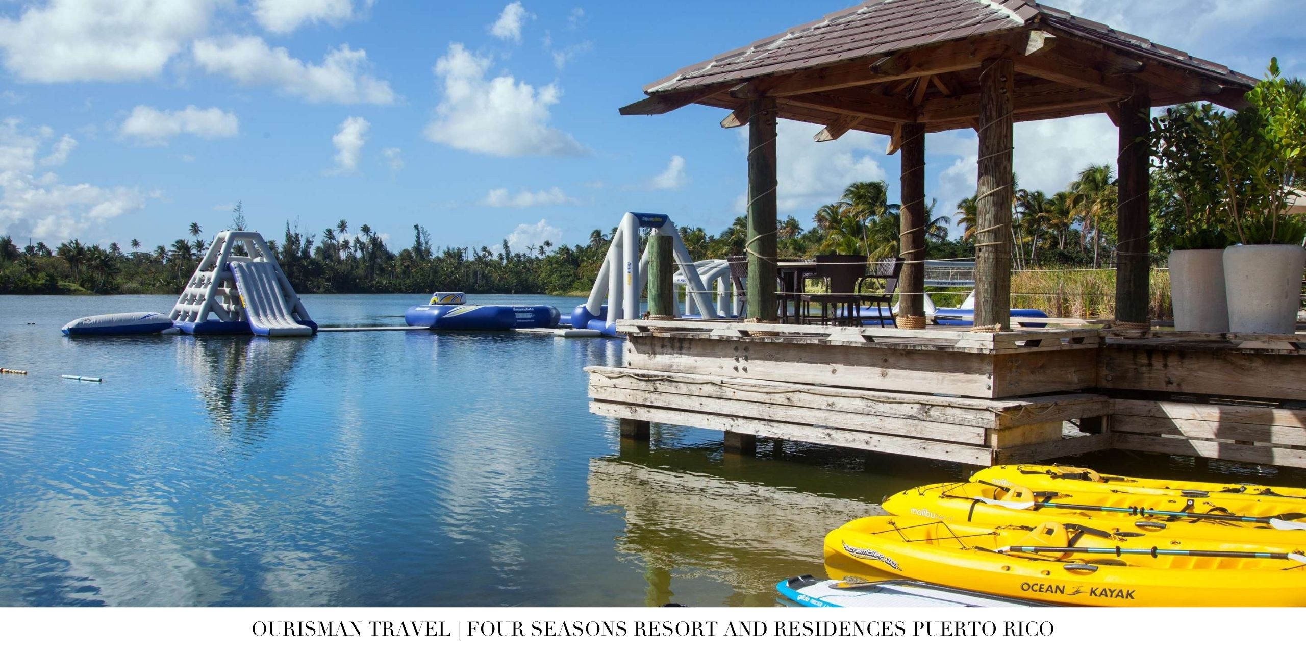 Floating waterpark on the lagoon at Four Seasons Resort Puerto Rico