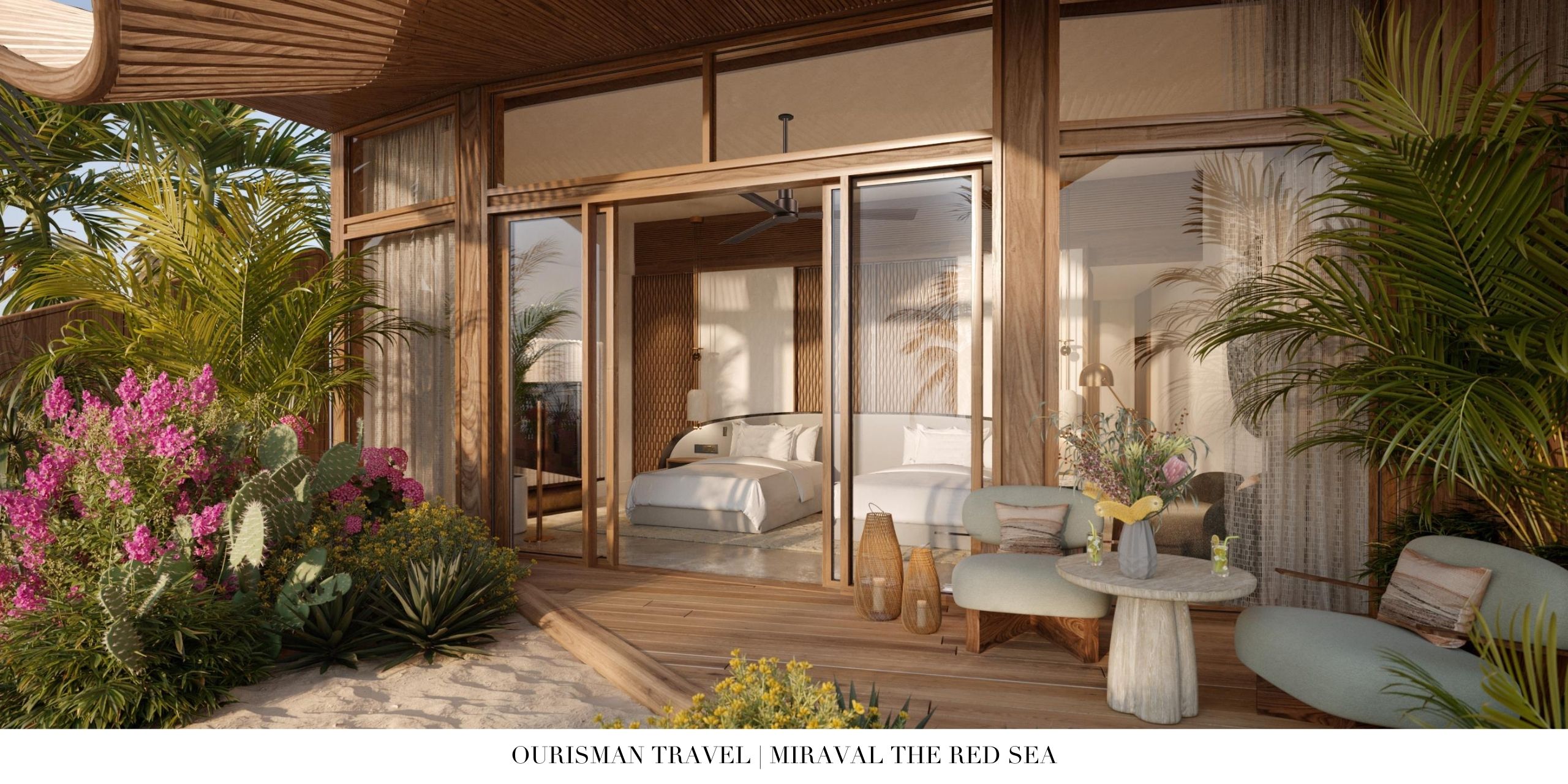 Floor-to-ceiling windows with ocean views at Miraval The Red Sea