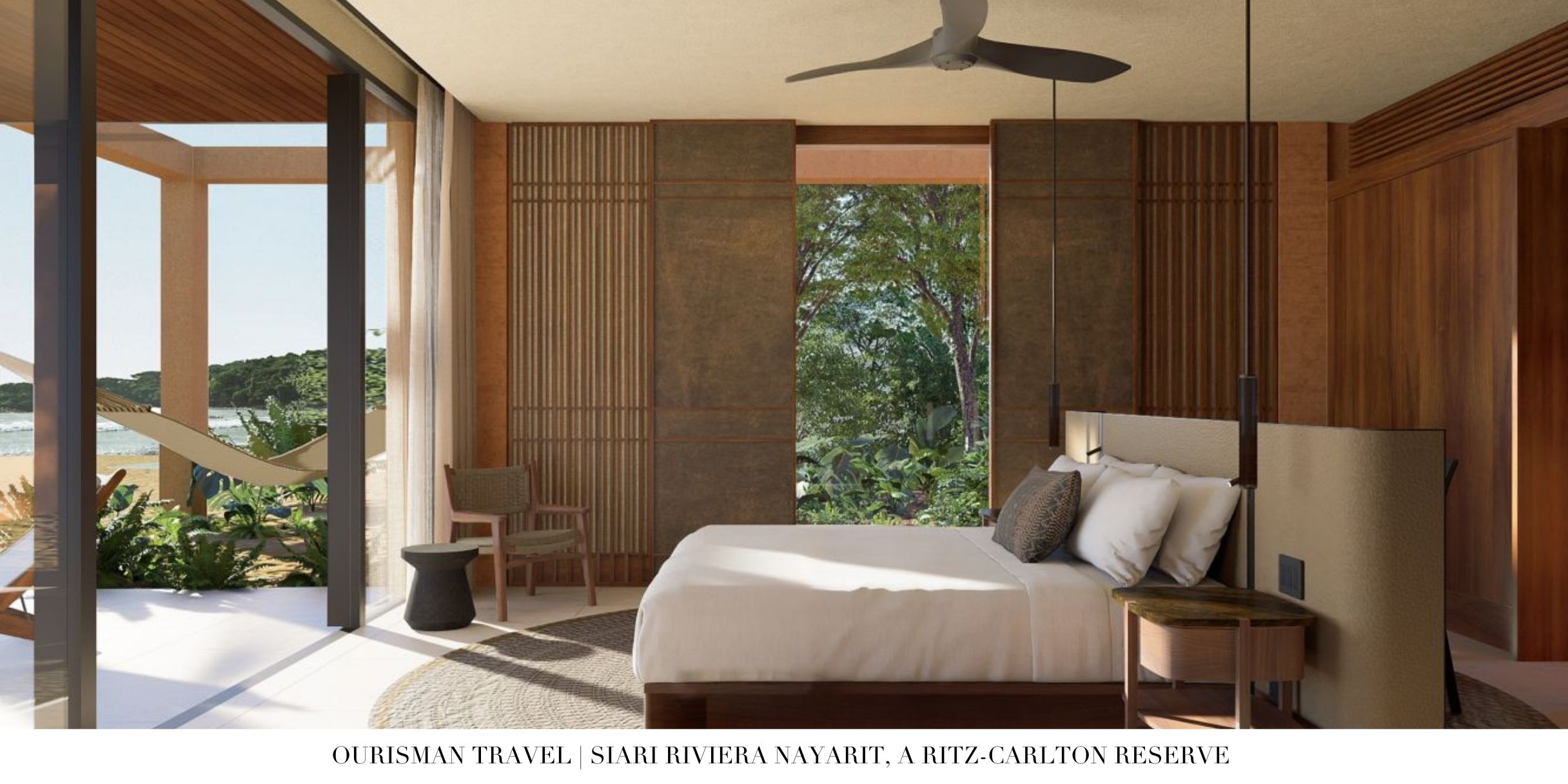 Primary bedroom with floor-to-ceiling ocean views at Sīari Riviera Nayarit
