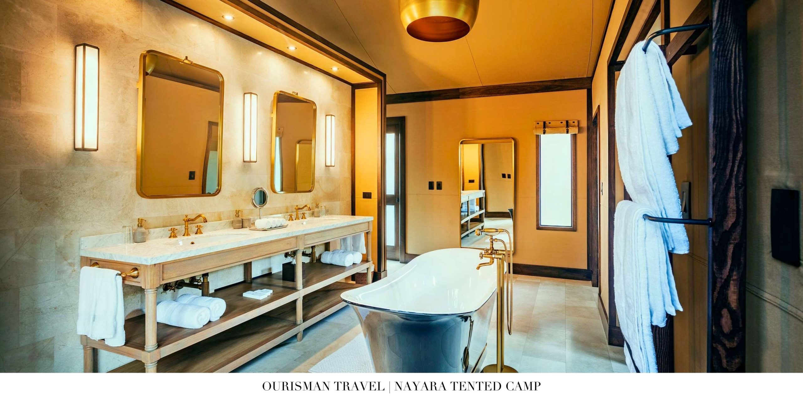 Luxurious bathroom at Nayara Tented Camp with rainforest views and modern amenities