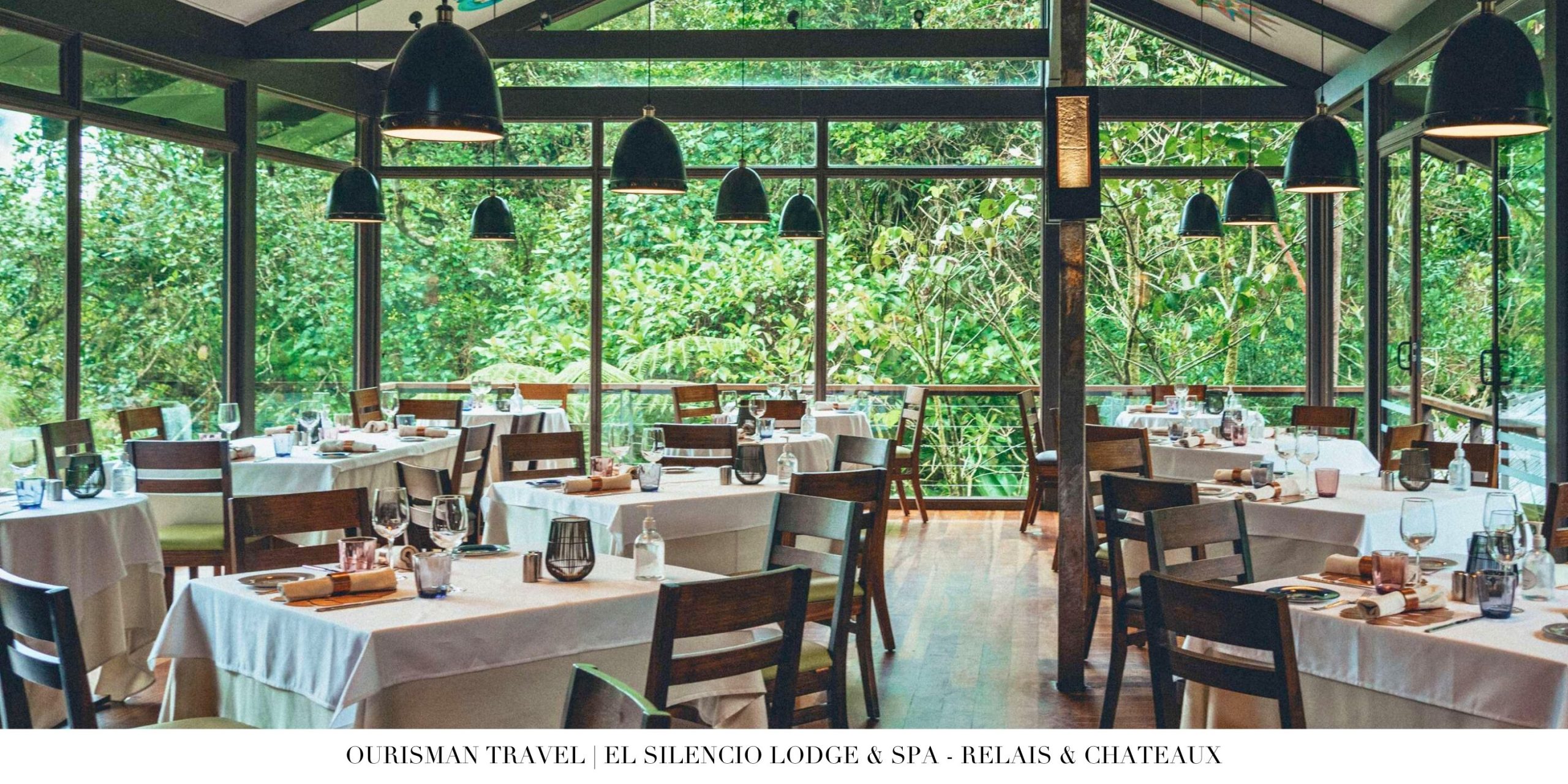 Dining experience at El Silencio Lodge & Spa with forest backdrop