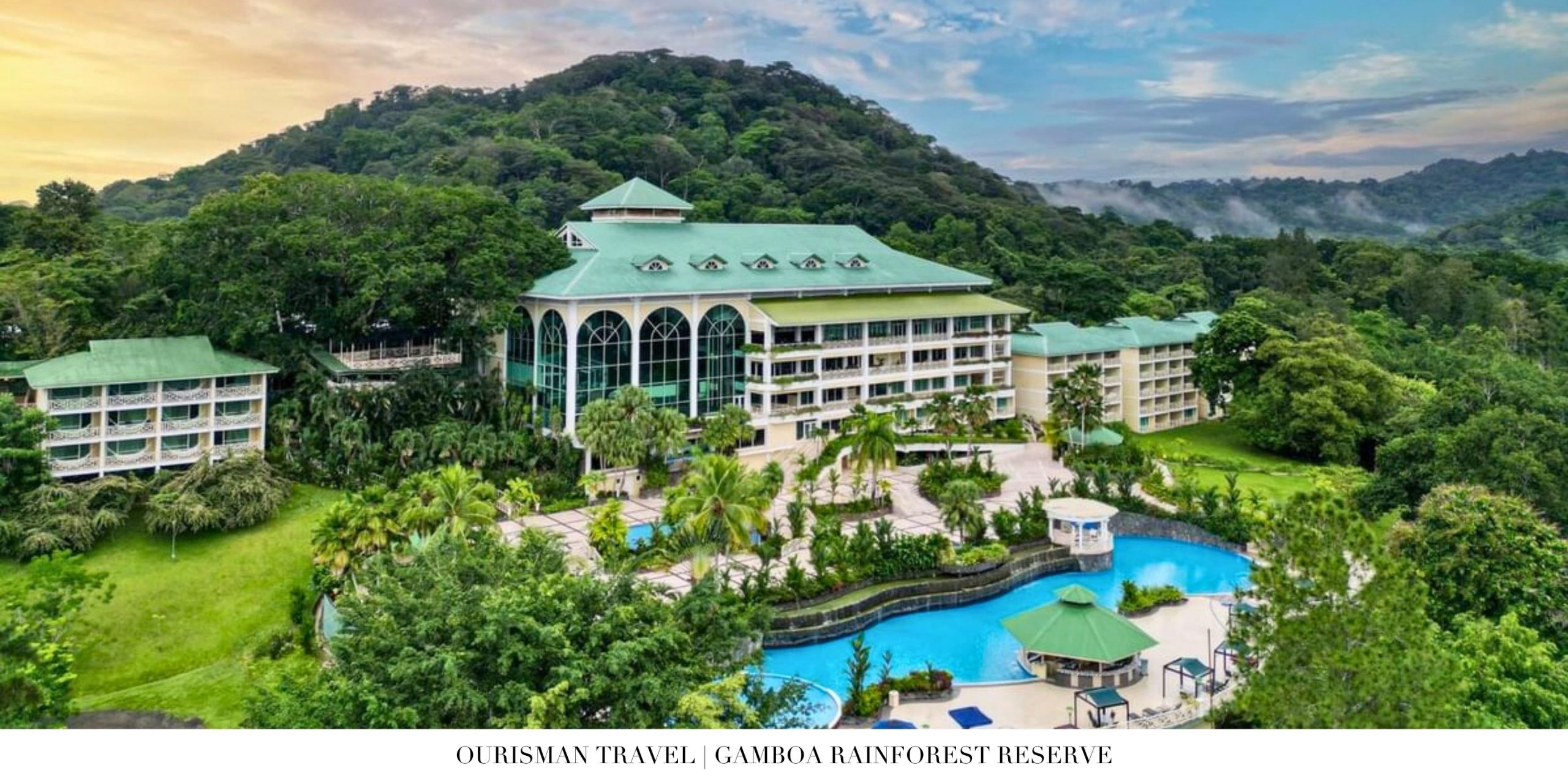 Gamboa Rainforest Reserve lodge surrounded by tropical gardens and trails