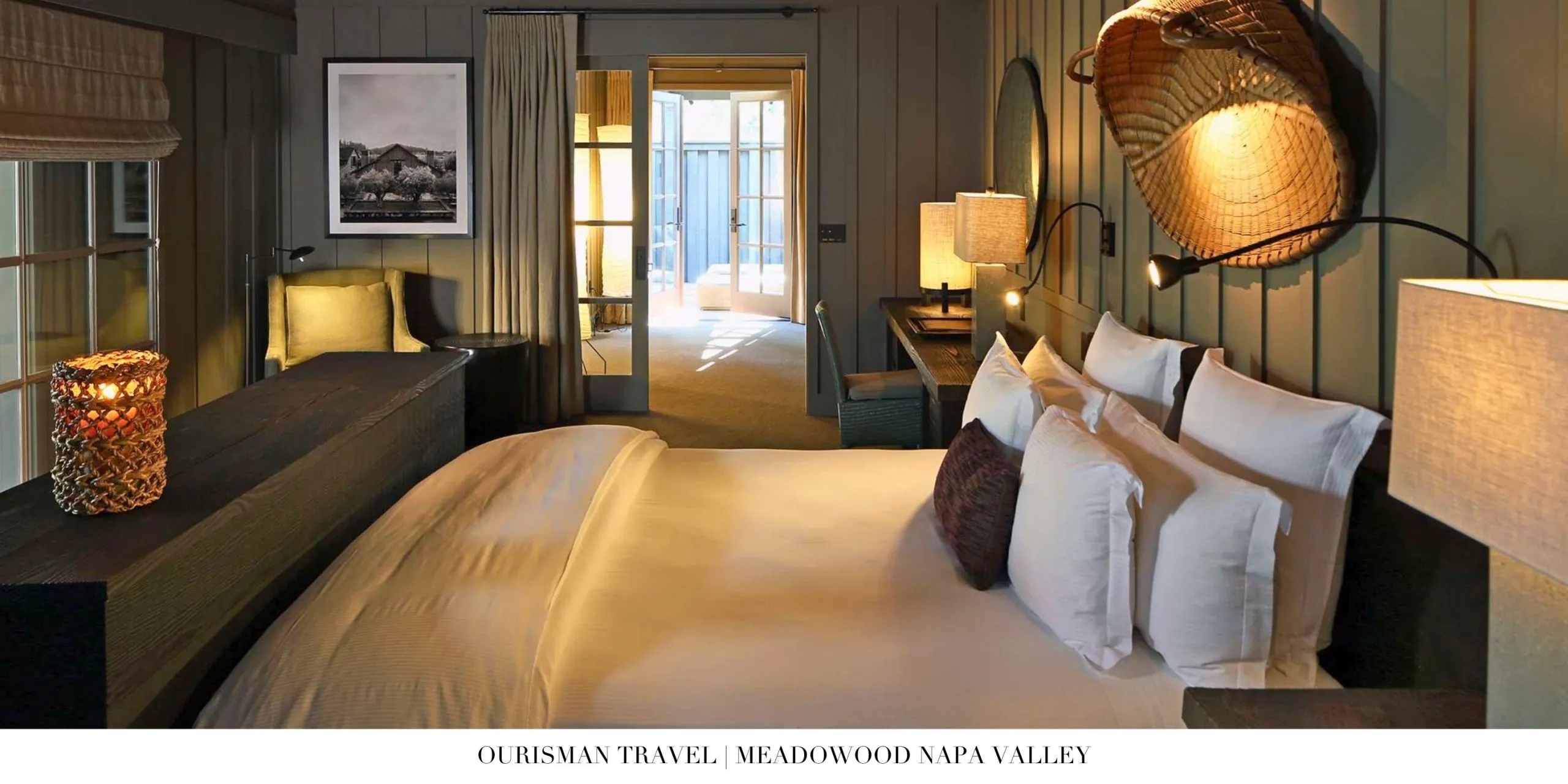 Elegant bedroom interior at Meadowood Napa Valley