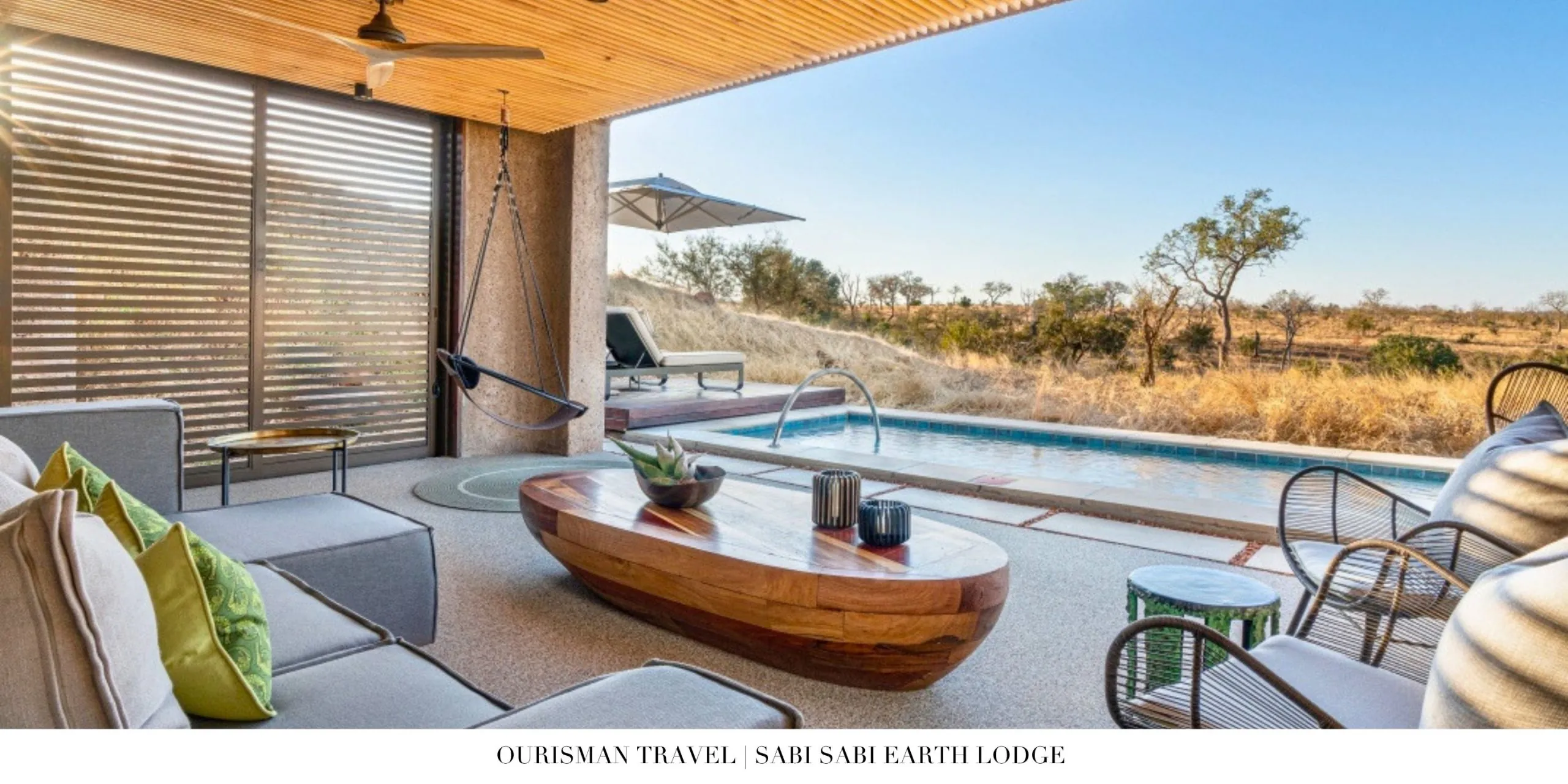 Luxury safari lodge architecture blending into natural surroundings