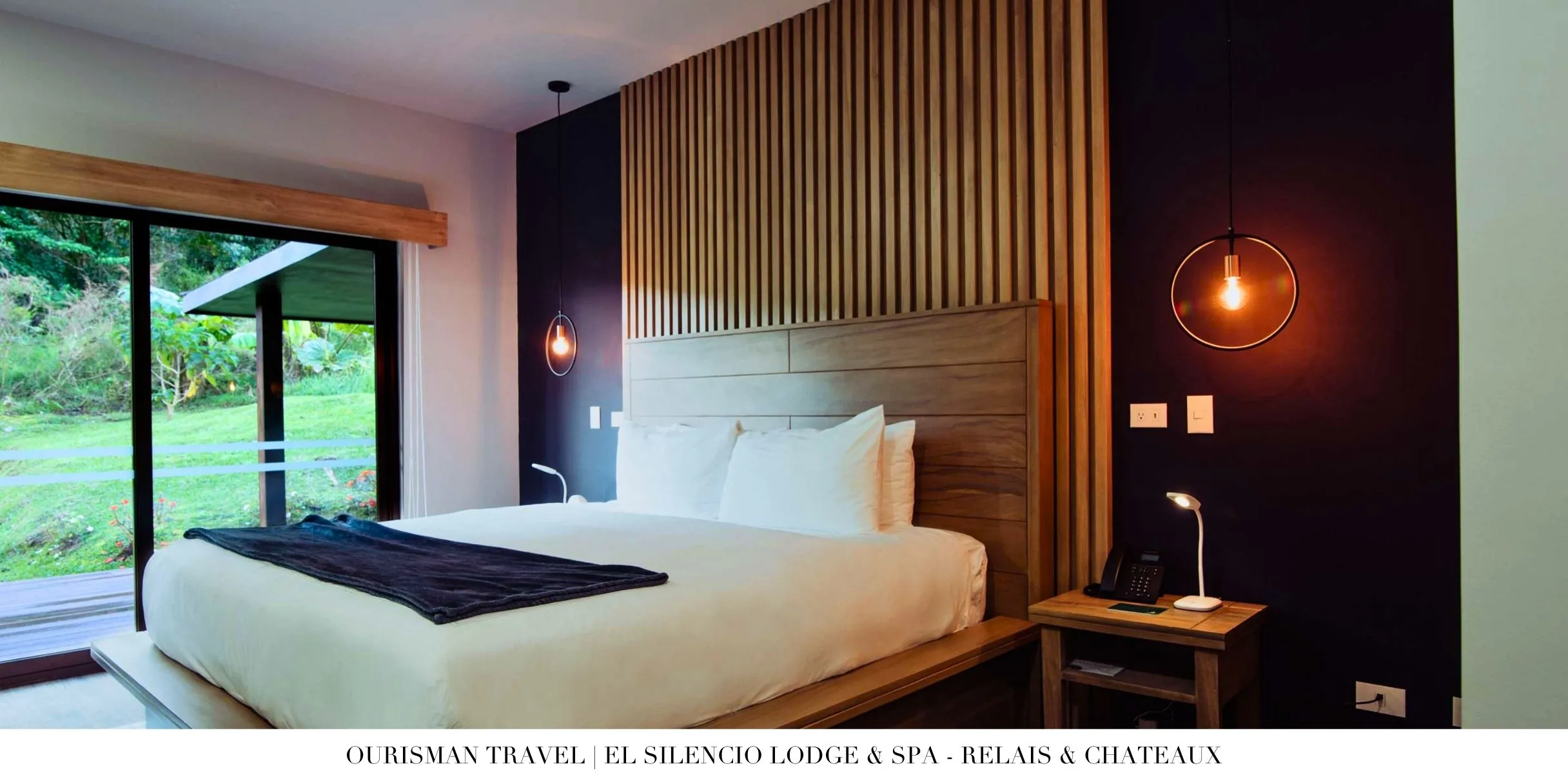 Cozy guest cabin interior with rustic design details at El Silencio Lodge & Spa