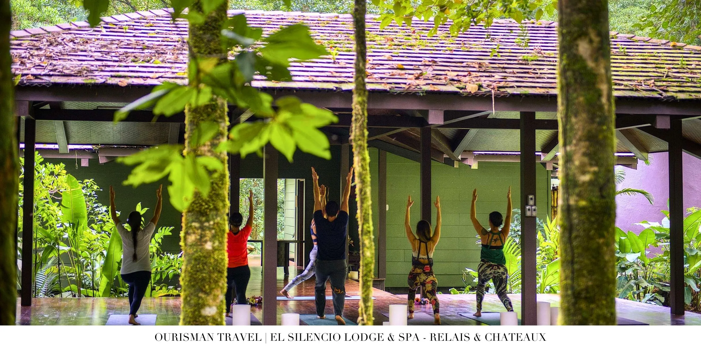 Open-air yoga pavilion set within the cloud forest at El Silencio Lodge