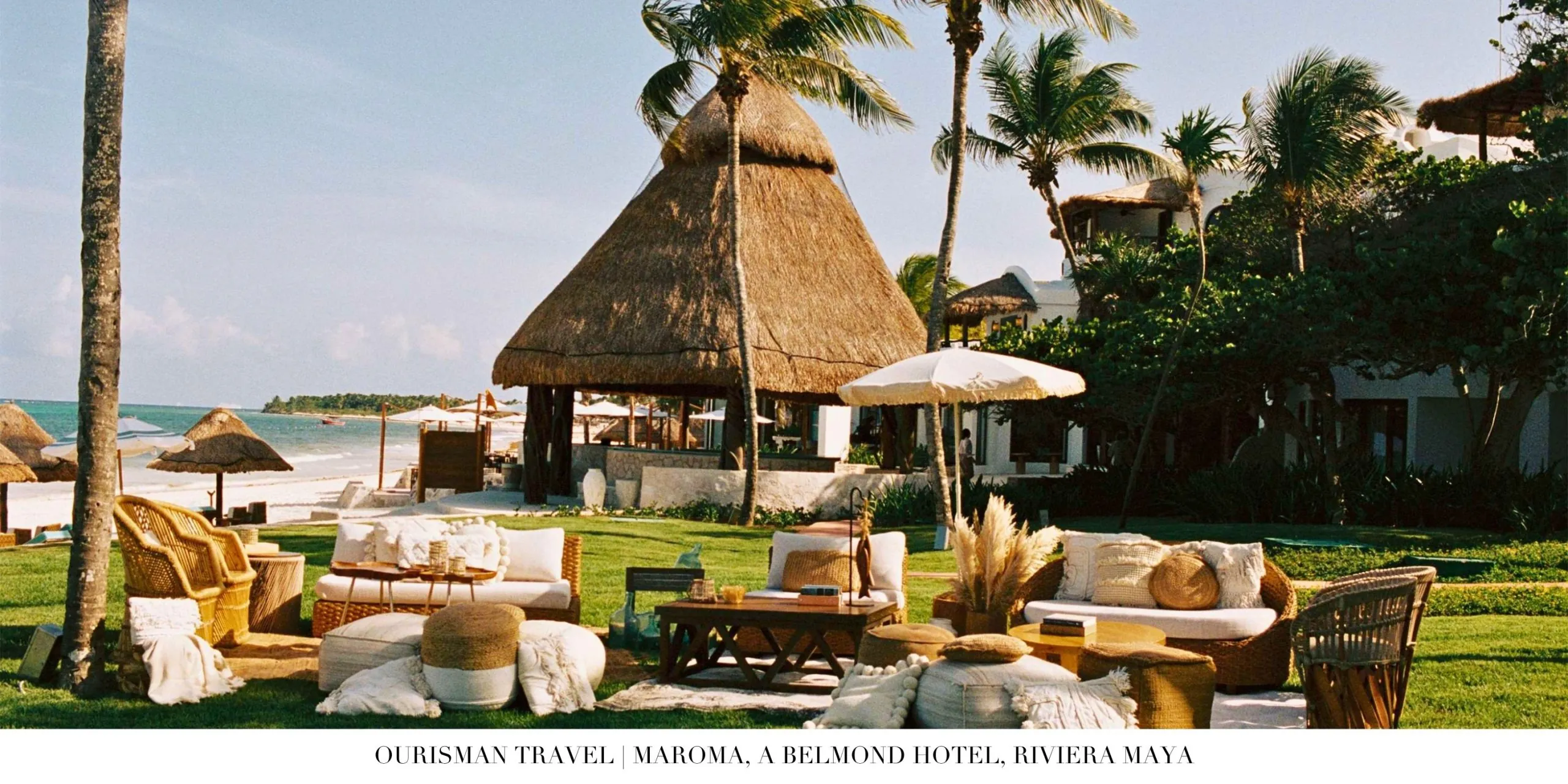 White sand beach at Maroma Belmond hotel in Mexico