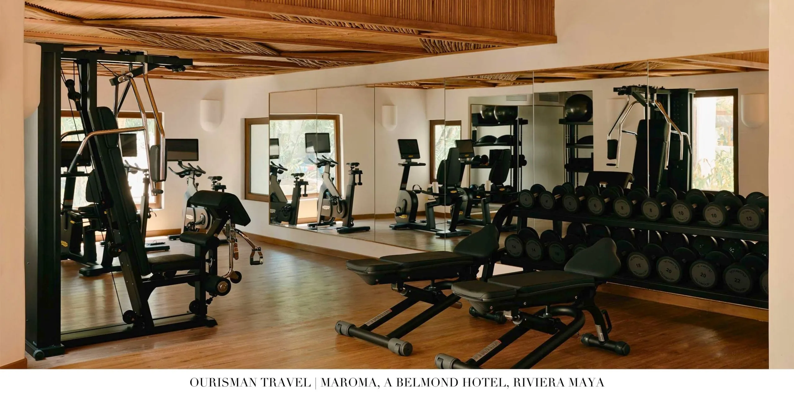 Fitness center with modern equipment at Maroma Riviera Maya