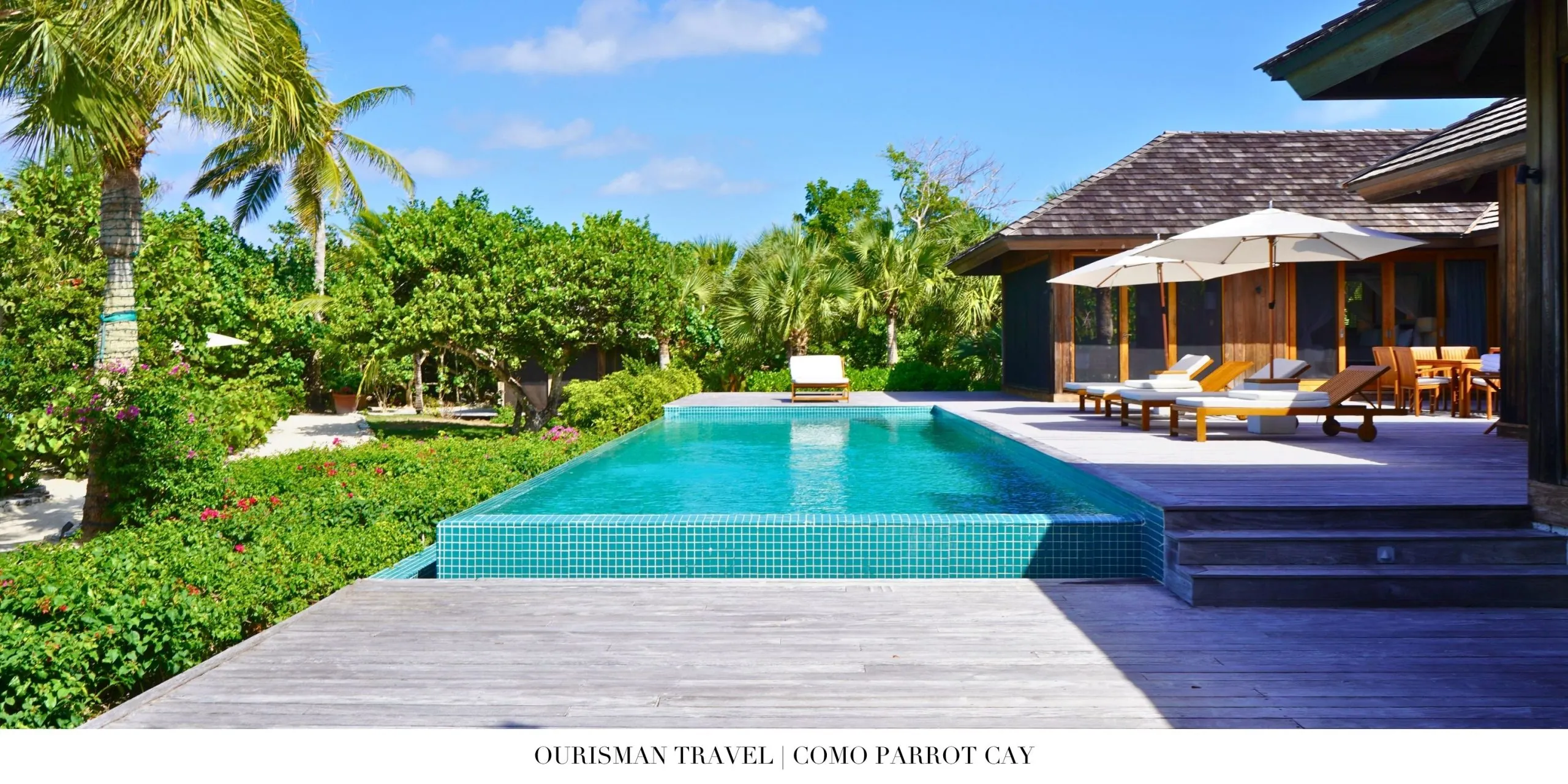 Infinity pool at a private villa at COMO Parrot Cay with ocean views