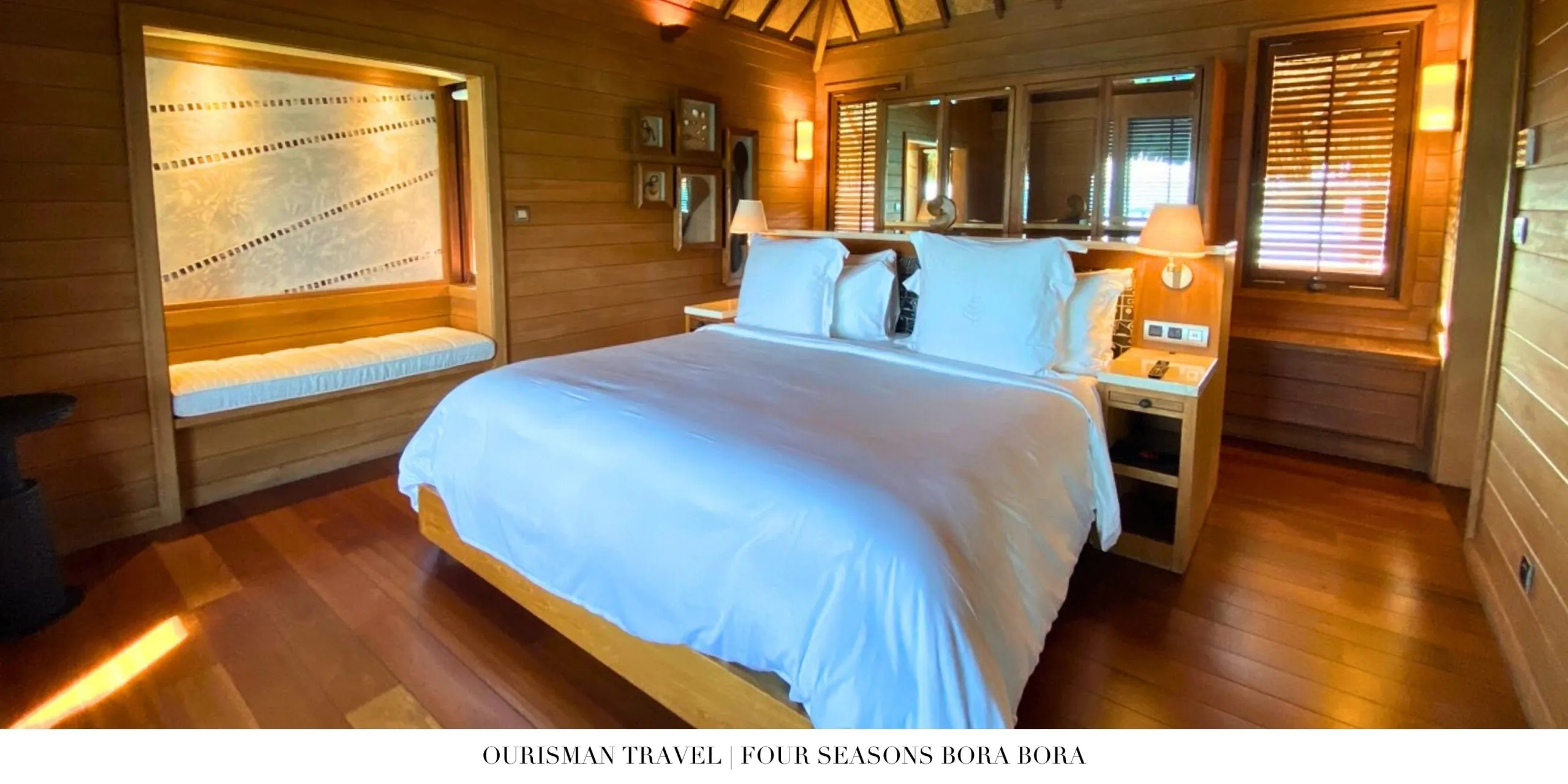 Interior of overwater villa at Four Seasons Bora Bora