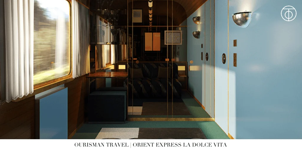 Orient Express La Dolce Vita bar lounge interior train