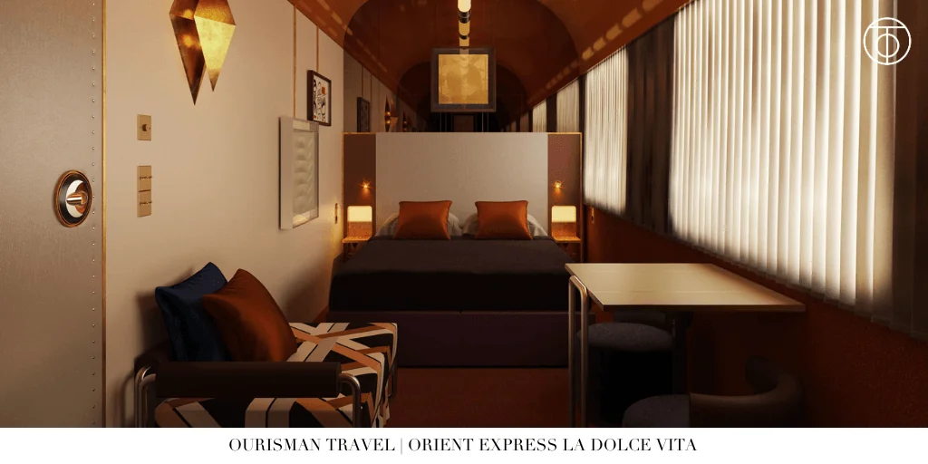 Orient Express La Dolce Vita cabin interior Italy train
