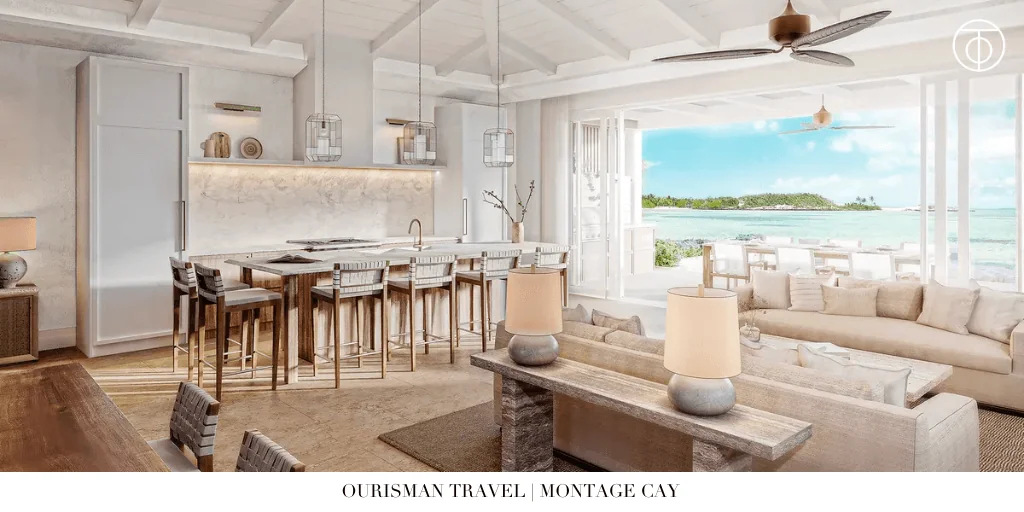 Montage Cay villa kitchen and living space Bahamas