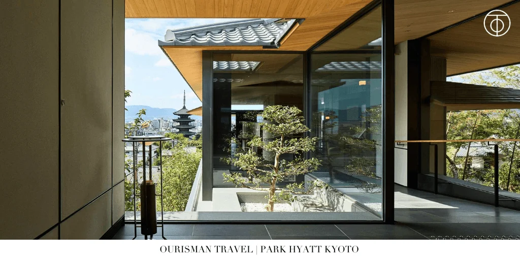 Modern terrace and garden view at Park Hyatt Kyoto in Japan