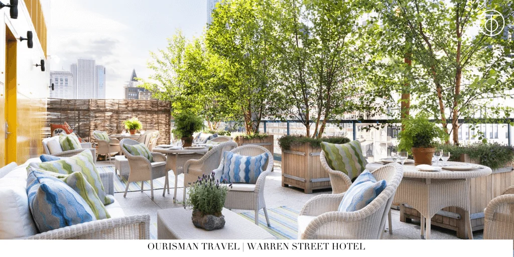 Outdoor terrace seating at Warren Street Hotel in New York City