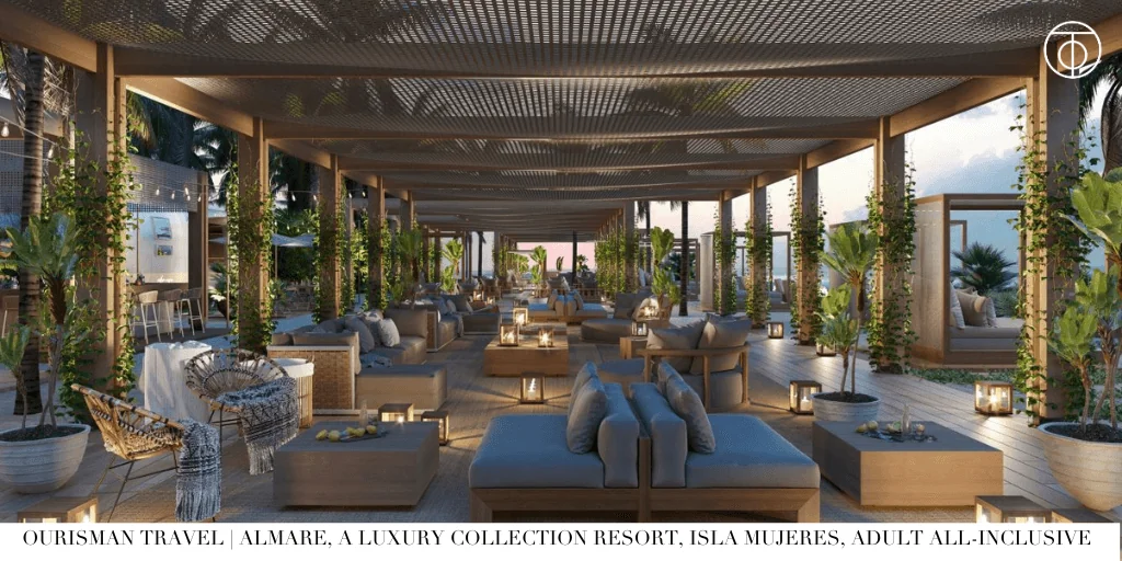 Open-air dining terrace at Almare, a Luxury Collection Resort in Isla Mujeres