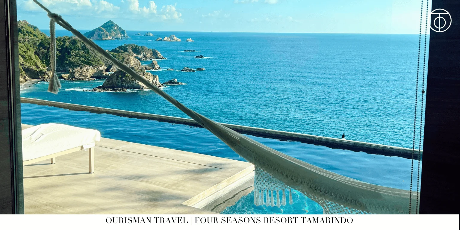 Ocean view terrace with hammock at Four Seasons Resort Tamarindo Mexico