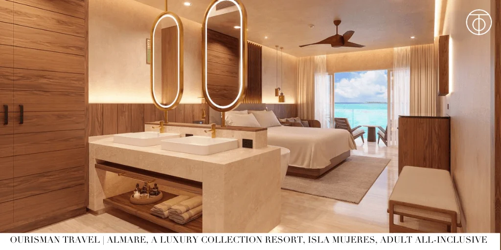 Bathroom and bedroom suite view at Almare, a Luxury Collection Resort in Isla Mujeres