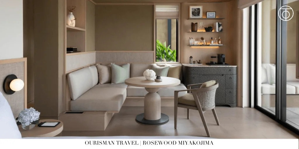 Living room interior at Rosewood Miyakojima in Japan