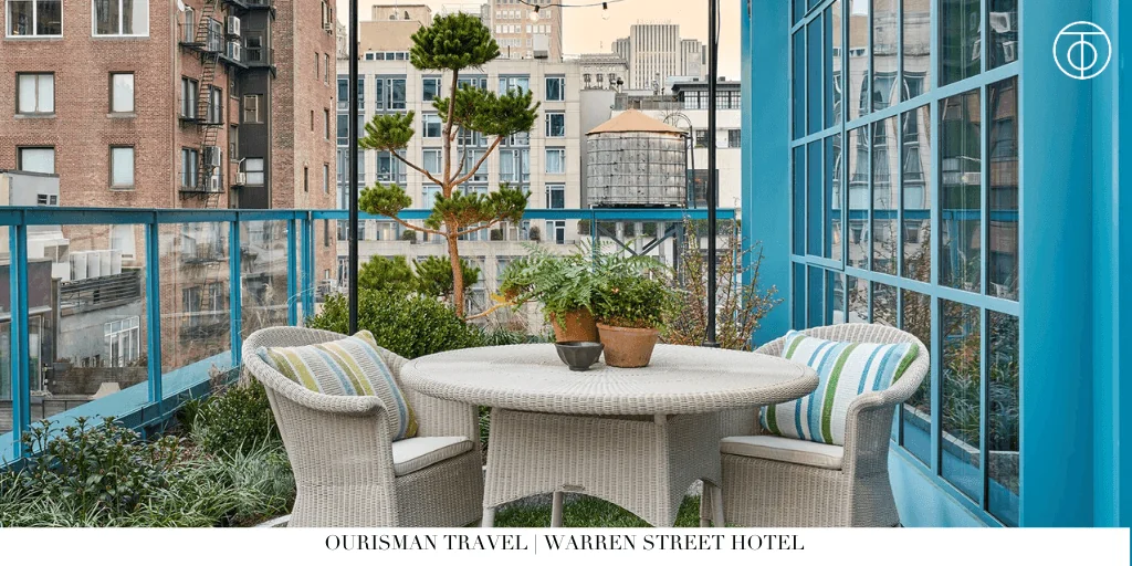 Private terrace seating at Warren Street Hotel in New York City