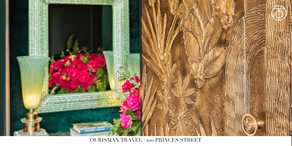 Decorative carved wood detail at 100 Princes Street in Edinburgh