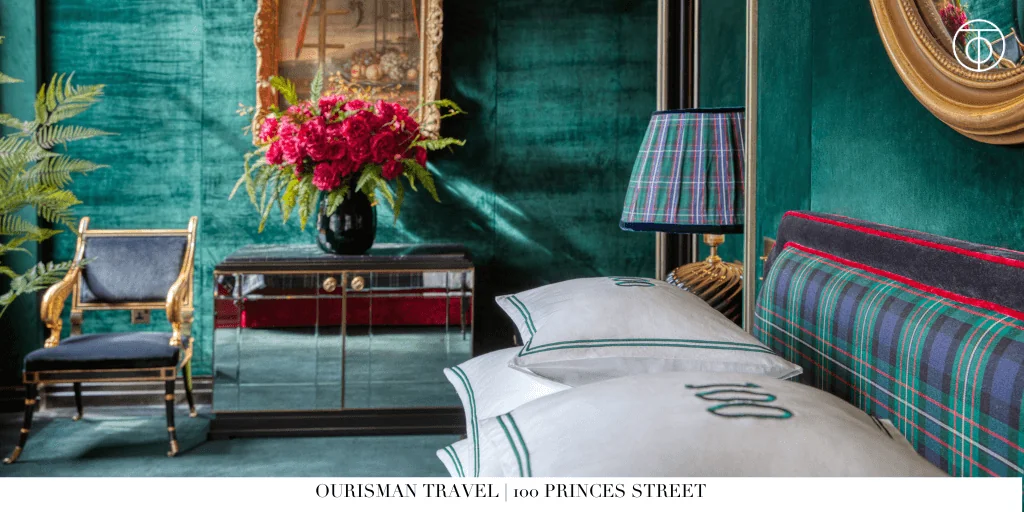 Bedroom interior at 100 Princes Street in Edinburgh