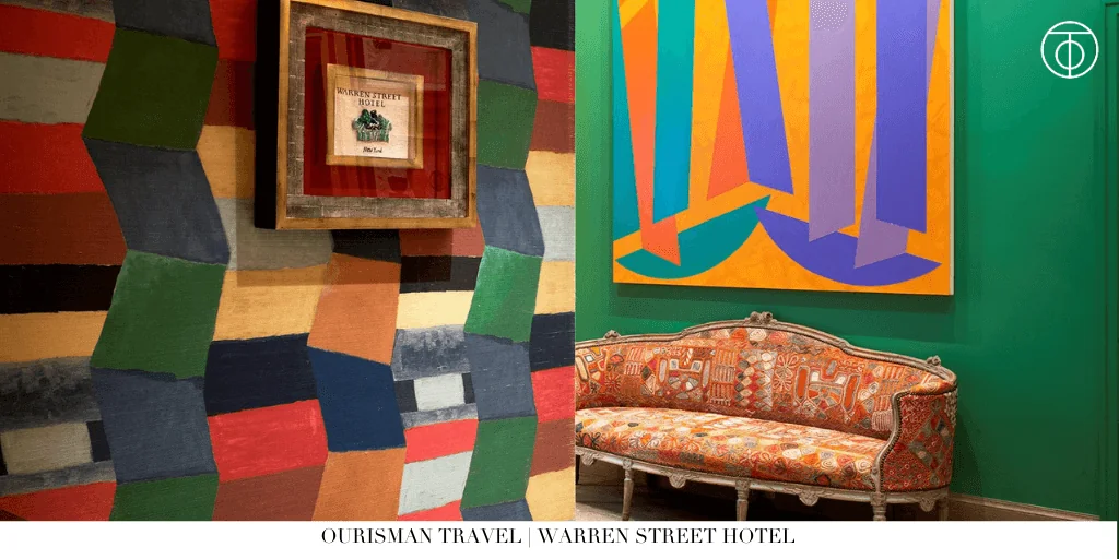 Colorful sitting area with contemporary artwork at Warren Street Hotel in New York City
