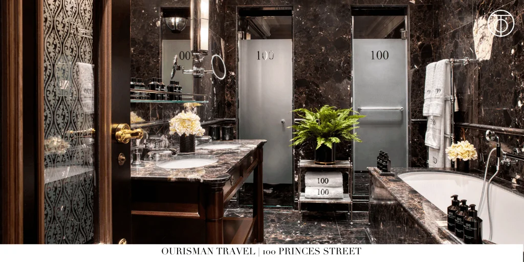 Bathroom interior at 100 Princes Street in Edinburgh