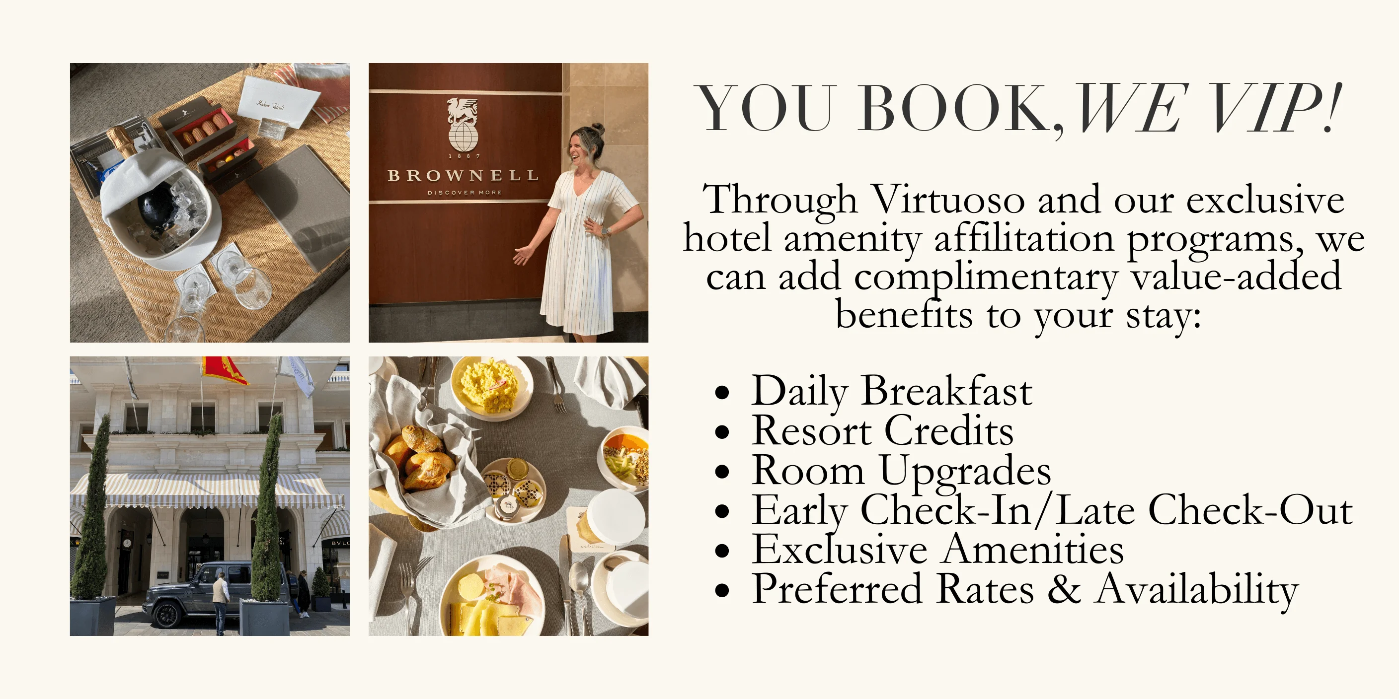 Luxury travel advisor perks through Virtuoso including breakfast, upgrades, and resort credits