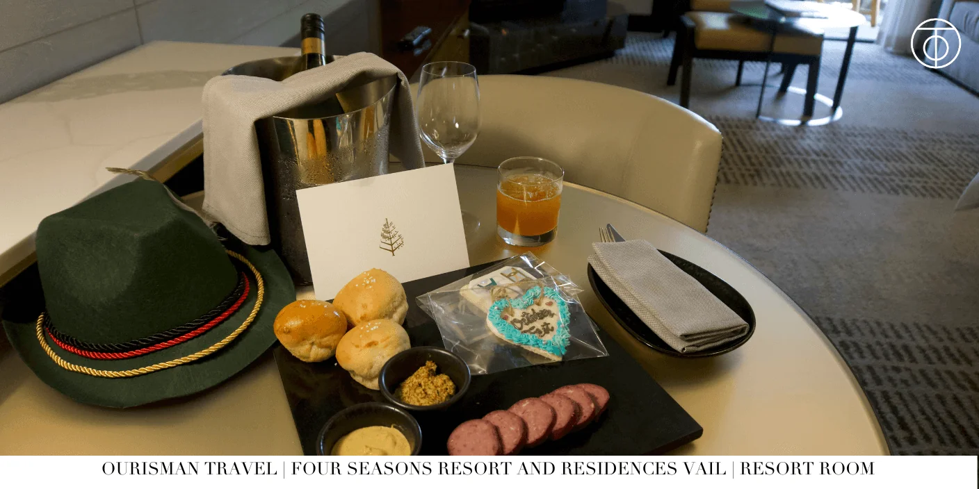 VIP welcome setup with wine and treats at Four Seasons Vail